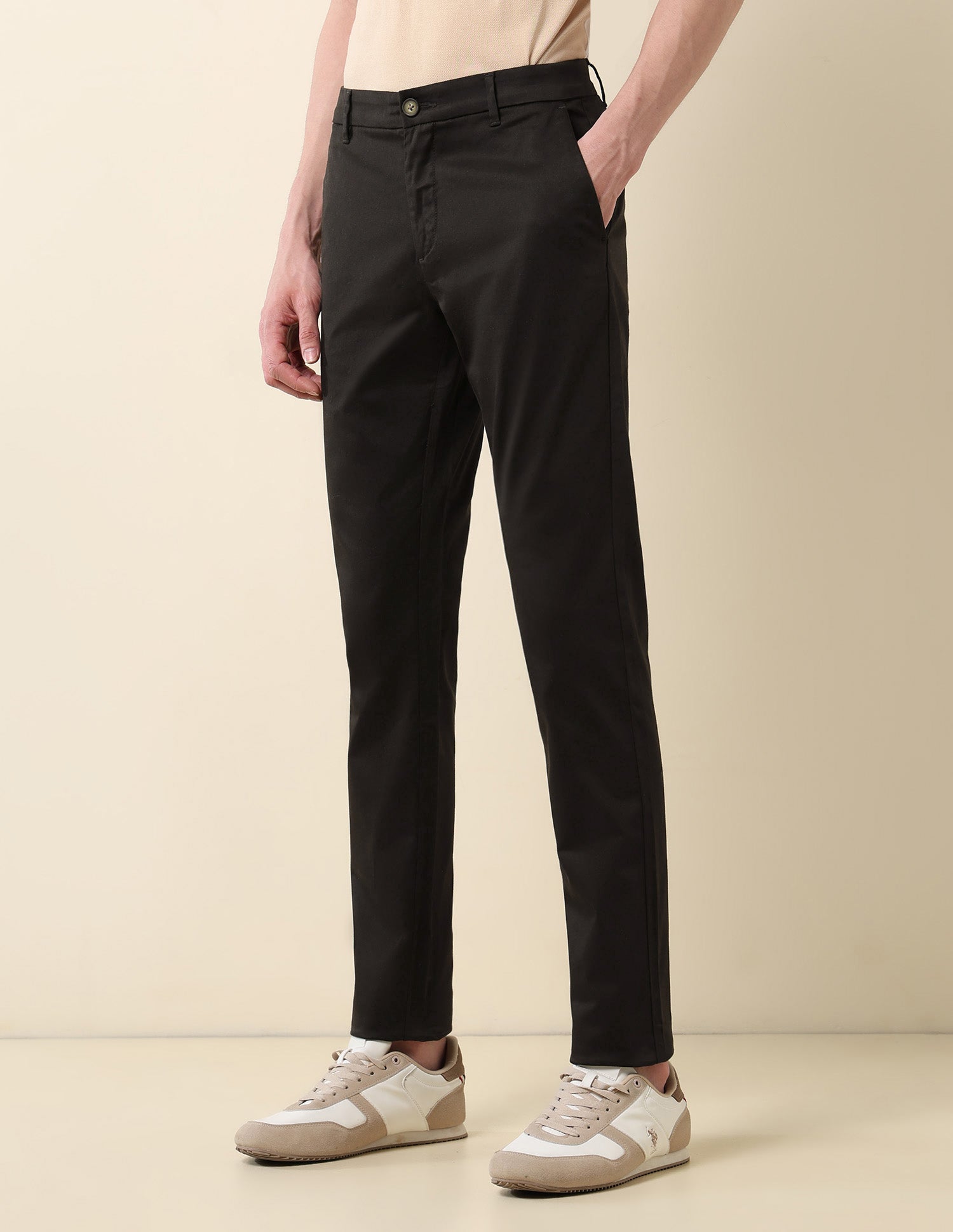 Slim Fit Mid Rise Trousers Choco Brown - U.S. Polo Assn. India | Large
