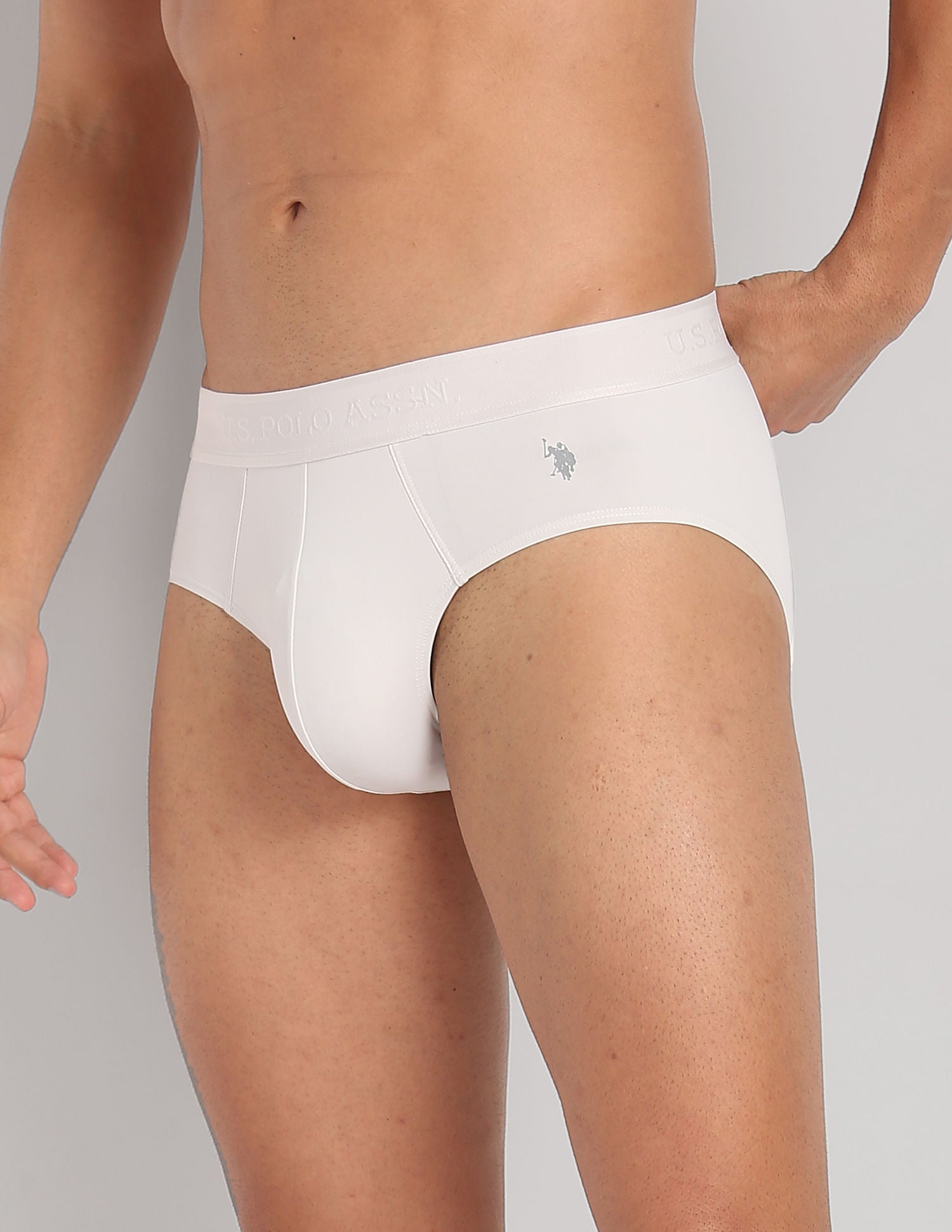 Nylon Stretch Moisture Wicking AB001 Active Briefs - Pack Of 1 Oyster Mushroom - U.S. POLO ASSN. | Large