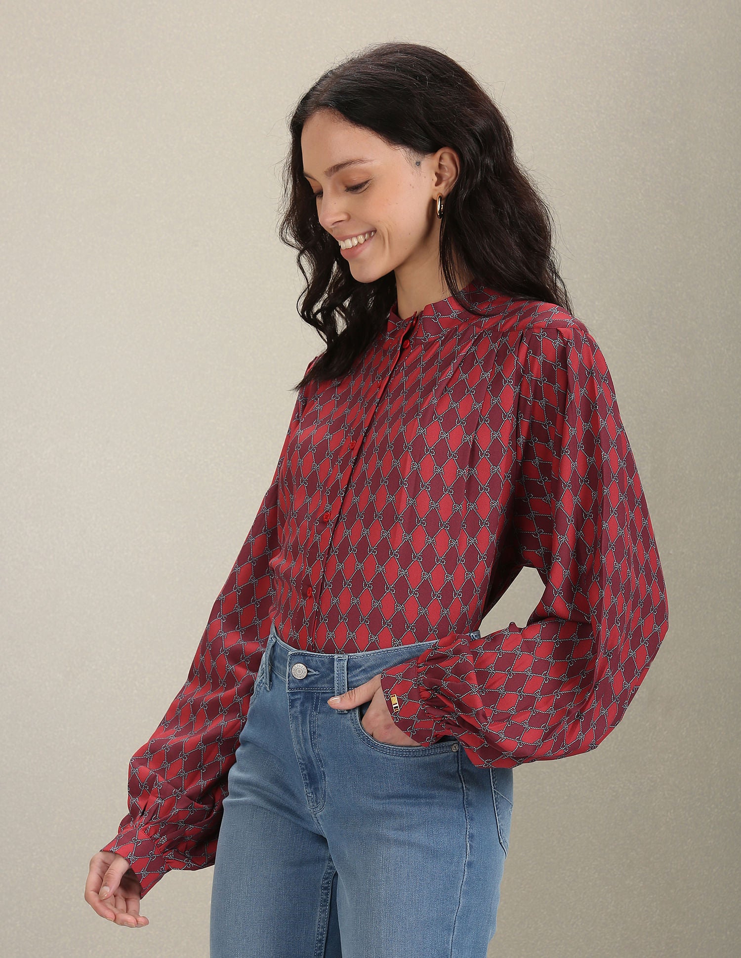 Mock Neck Graphic Print Shirt Red - U.S. POLO ASSN. | Large