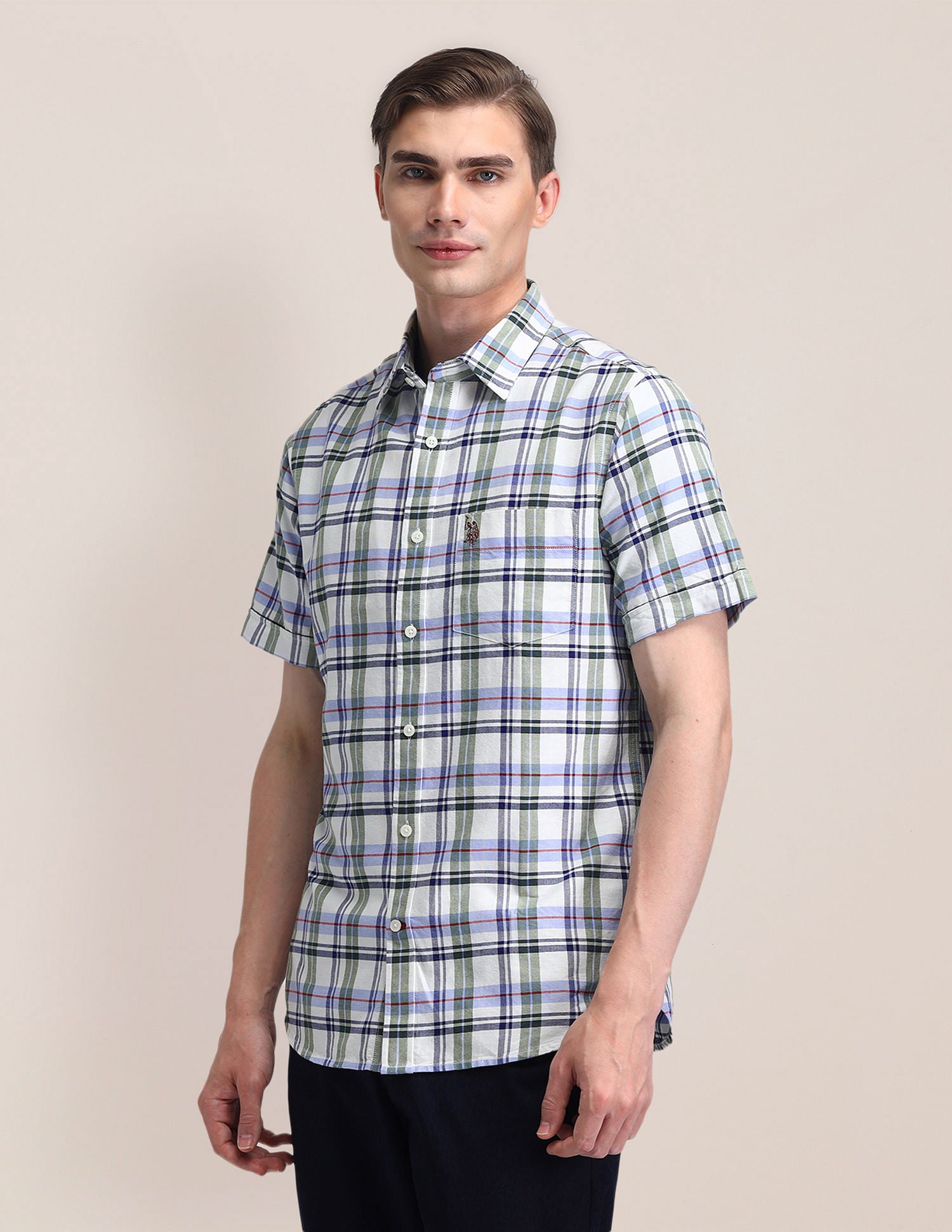 Tailored Fit Checked Shirt Green - U.S. POLO ASSN. | Large