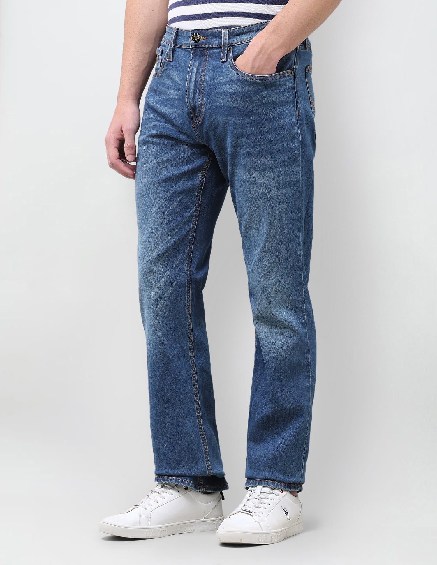 Solid Bootcut Fit Jeans Blue - U.S. Polo Assn. India | Large