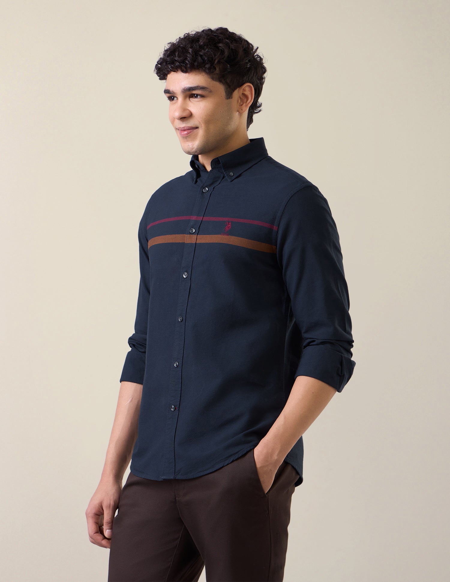 Oxford Tailored Fit Button-Down Shirt Navy - U.S. Polo Assn. India | Large