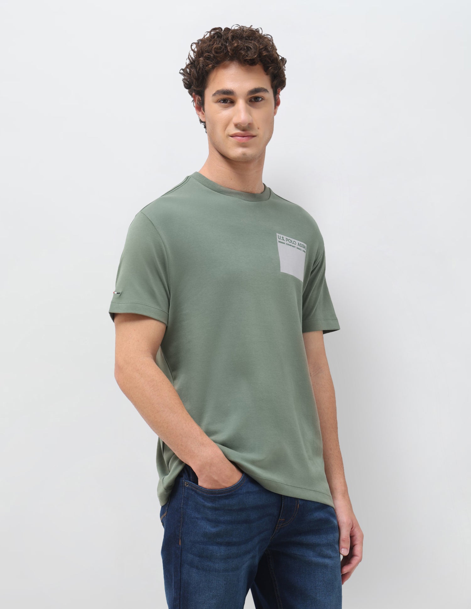 Solid Slim Fit T-Shirt Green - U.S. Polo Assn. India | Large