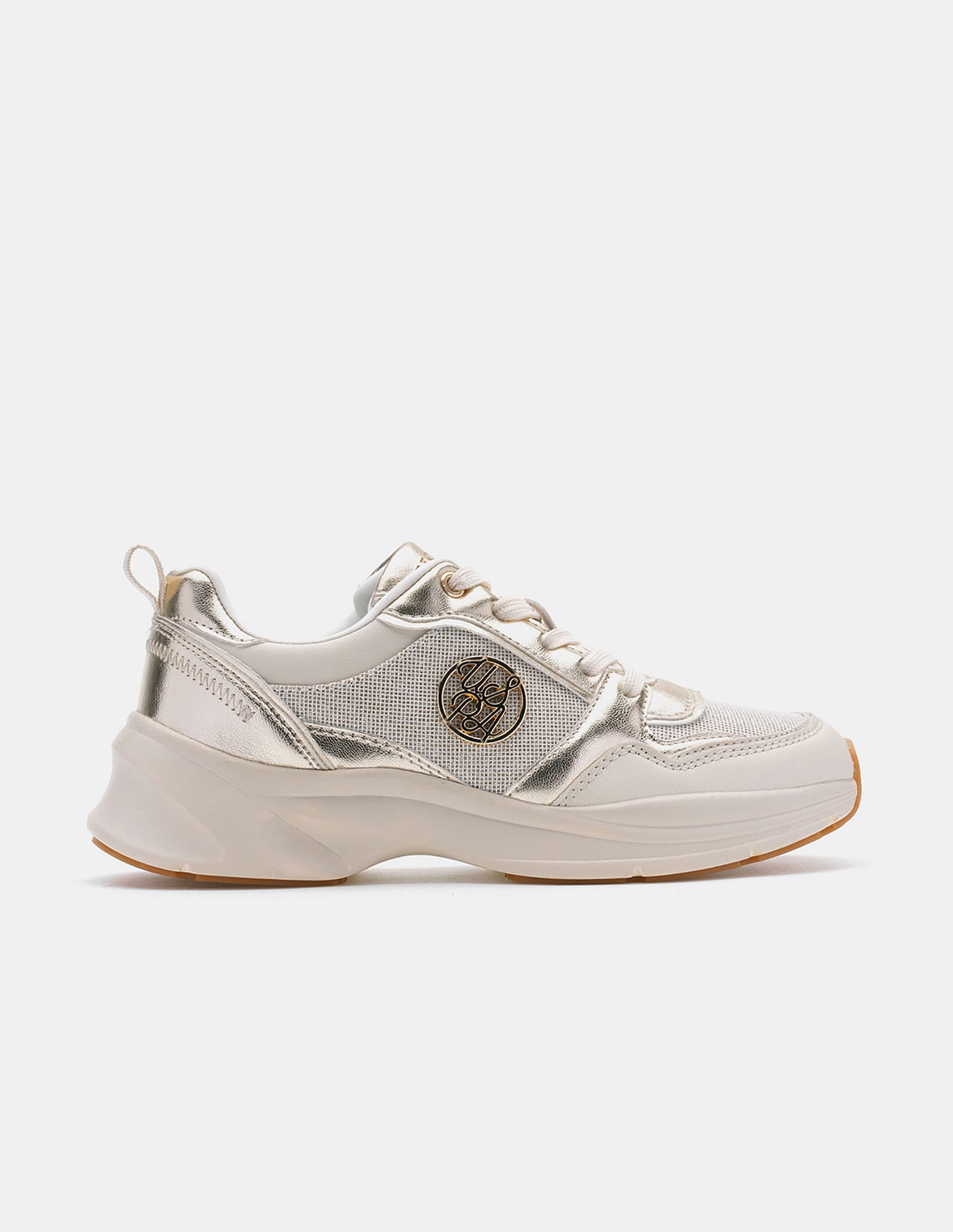 Women Round Toe Ginevra Sneakers Gold - U.S. POLO ASSN. | Large