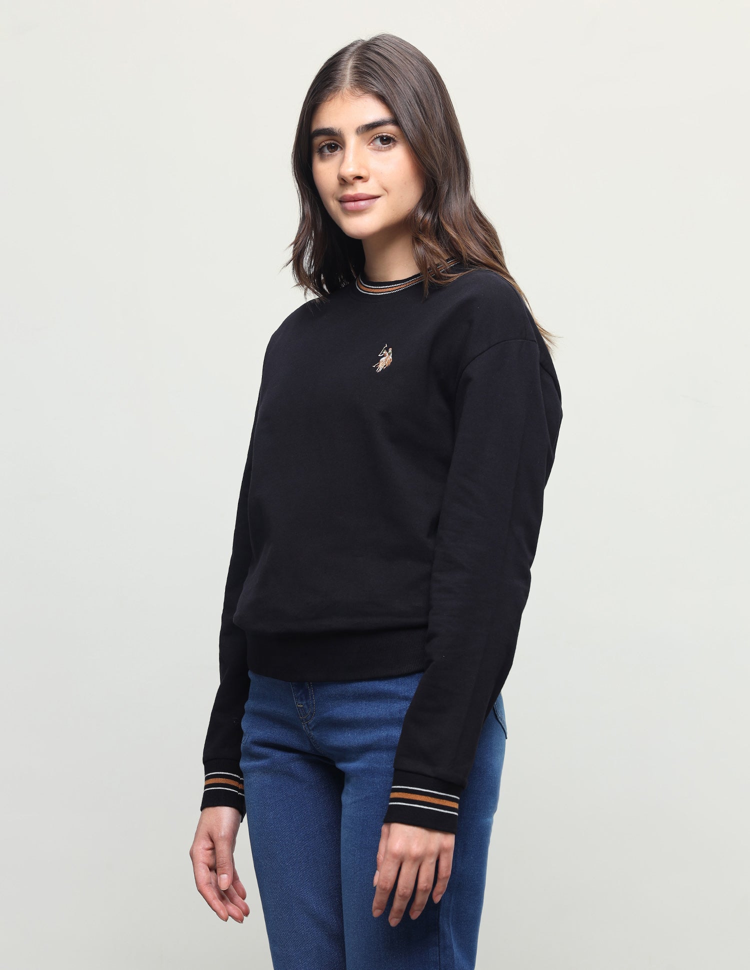 Solid Oversized Fit Sweatshirt Black - U.S. Polo Assn. India | Large