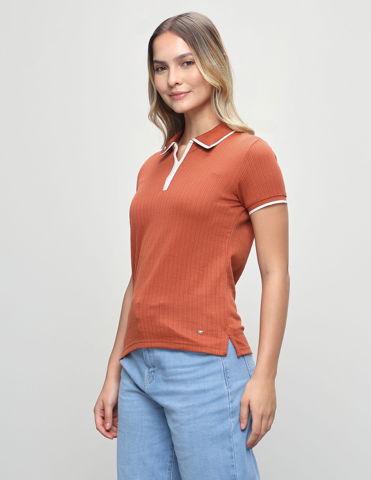 Textured Vertical Striped Regular Fit Polo Shirt Rust - U.S. Polo Assn. India | Large