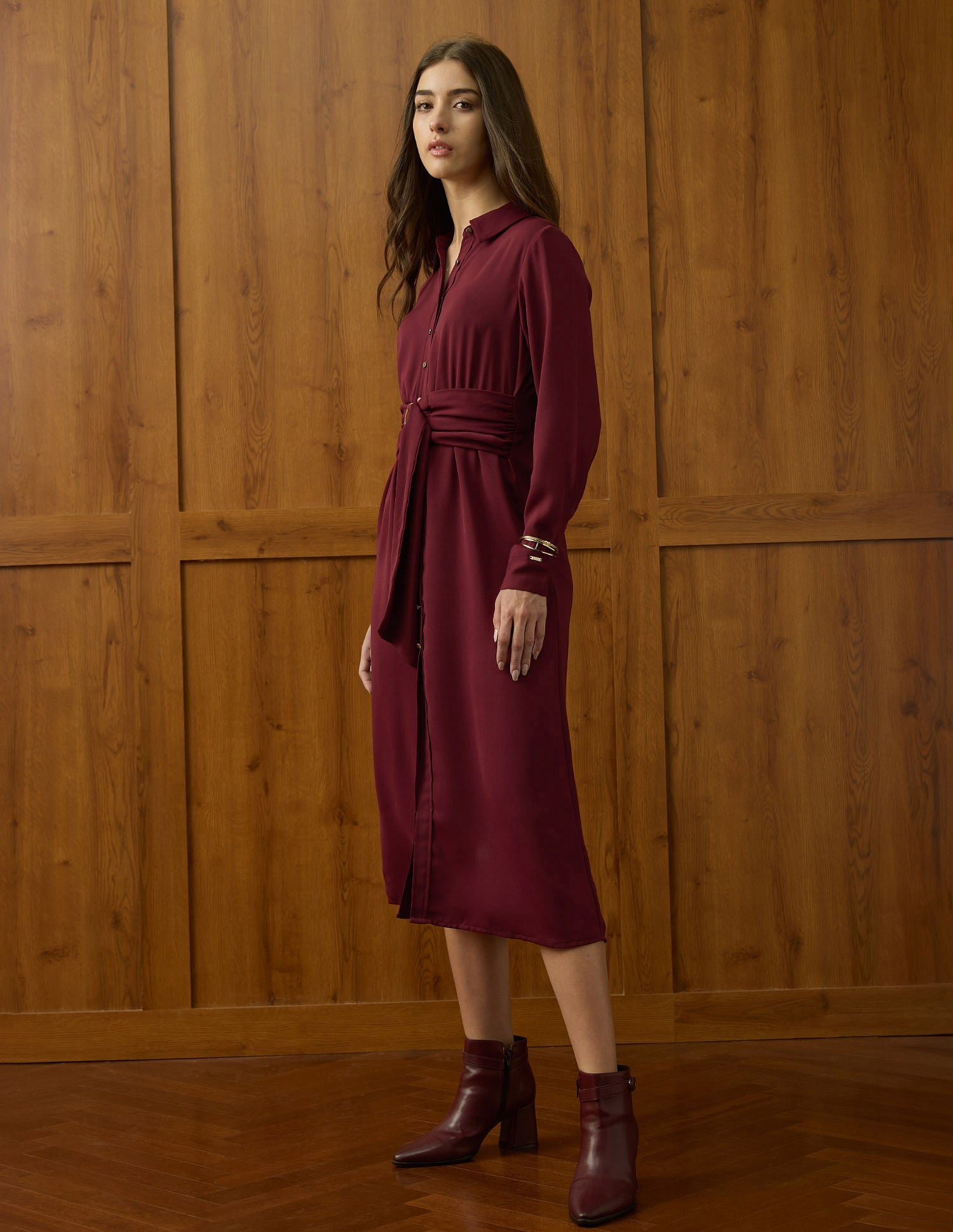 Solid Shirt Dress Cabernet - U.S. POLO ASSN. | Large