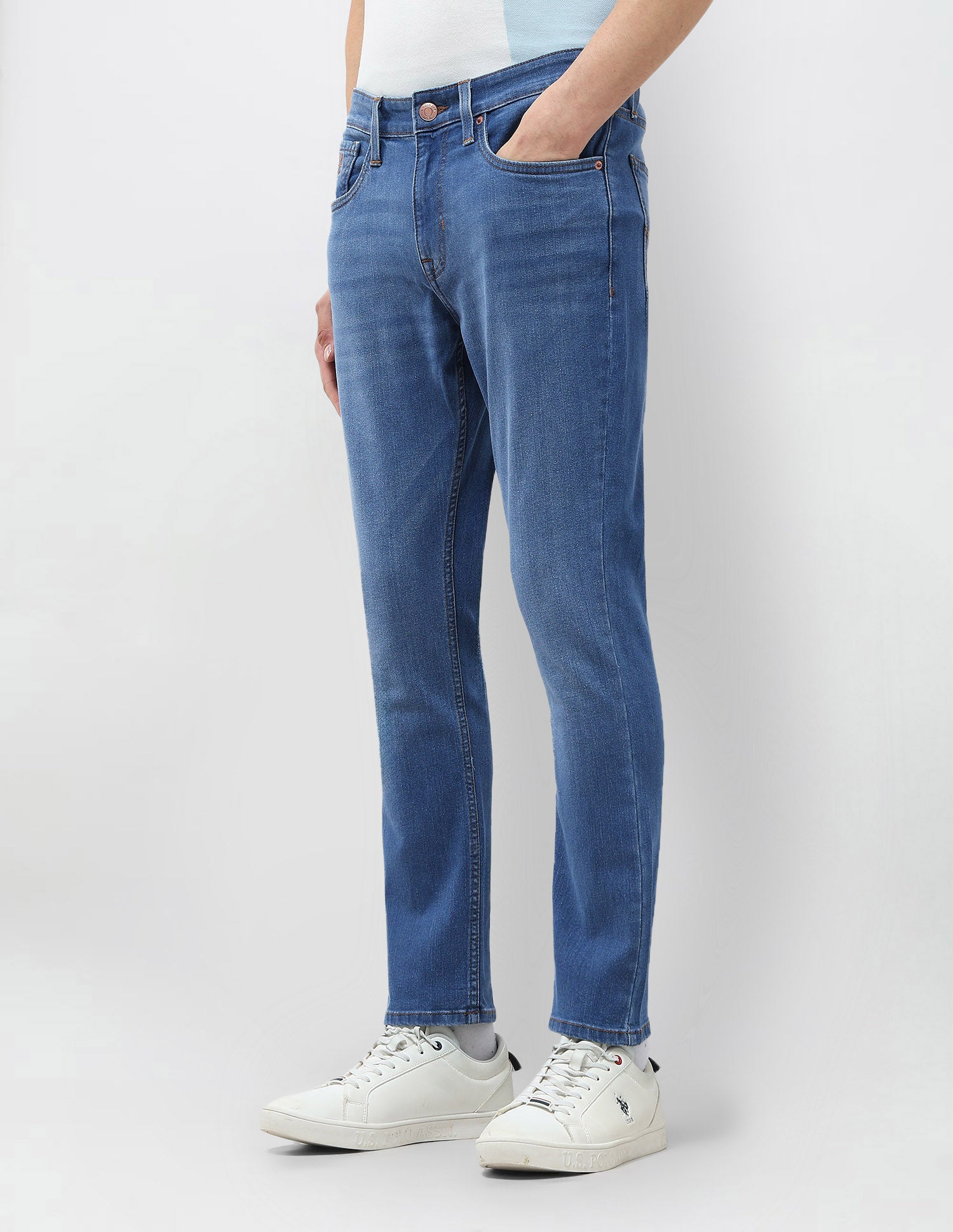 Henry Tapered Fit Blue Jeans Med Blue - U.S. POLO ASSN. | Large