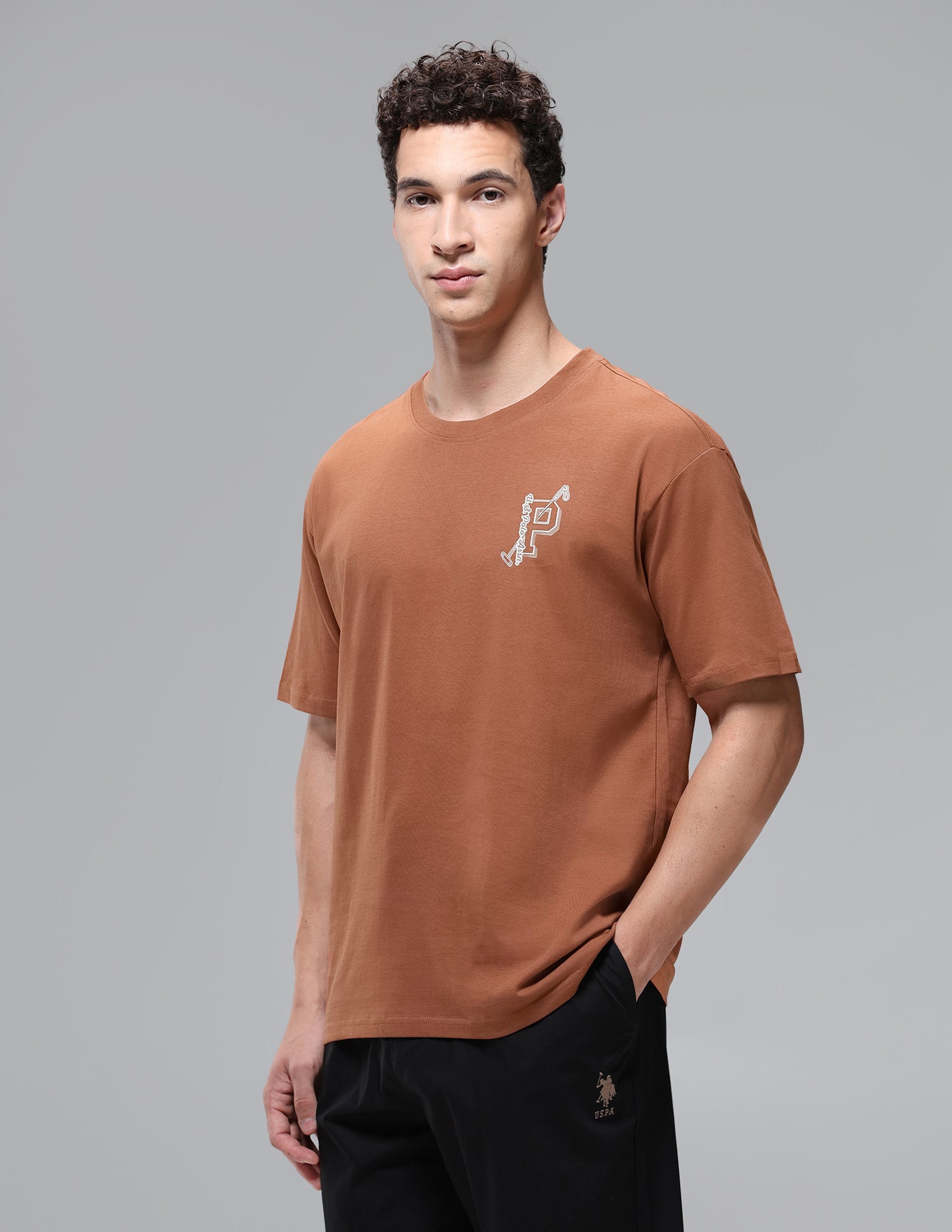 Regular Shape Retention OEE16 Lounge T-Shirt Glazed Ginger - U.S. Polo Assn. India | Large