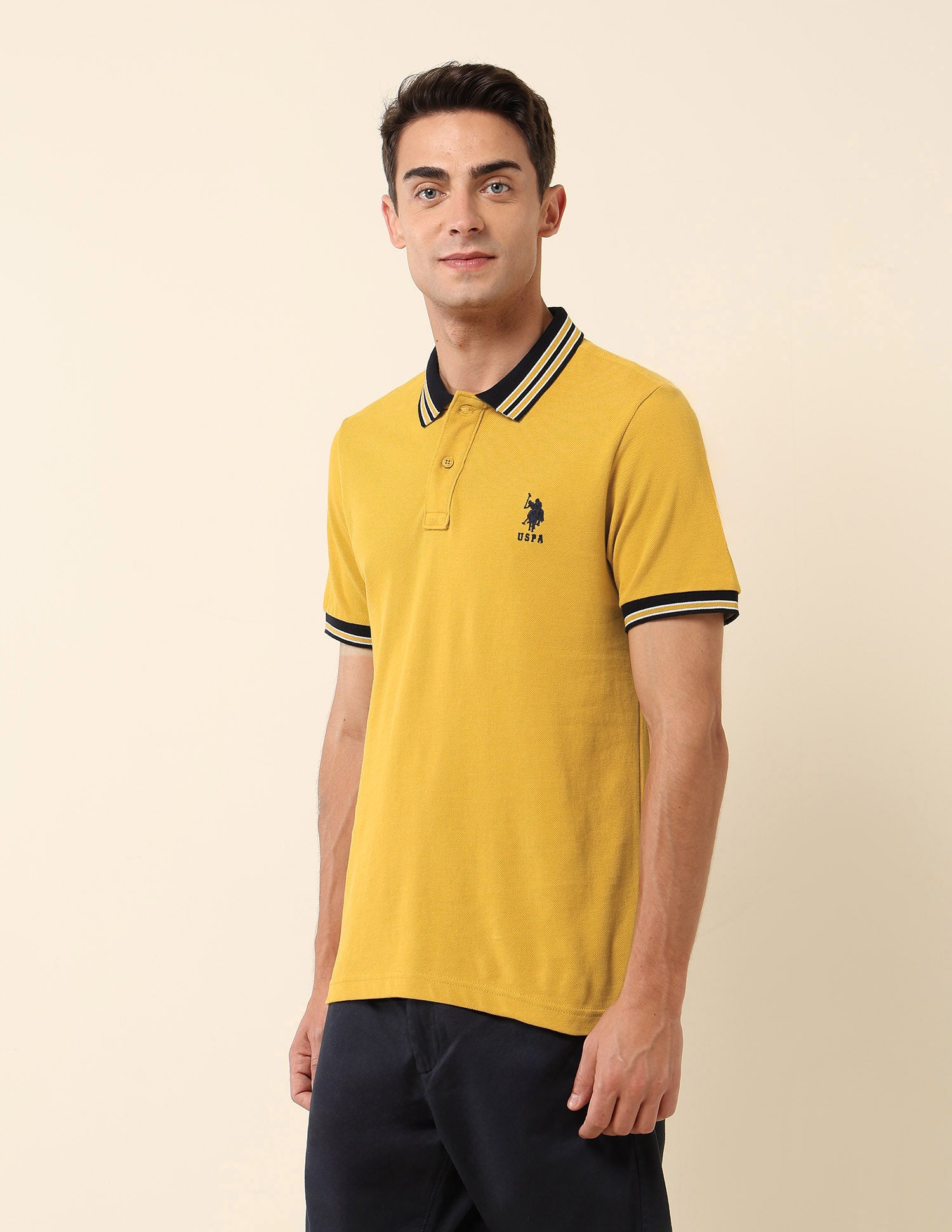 Pure Cotton Slim Fit Polo Shirt Yellow - U.S. Polo Assn. India | Large