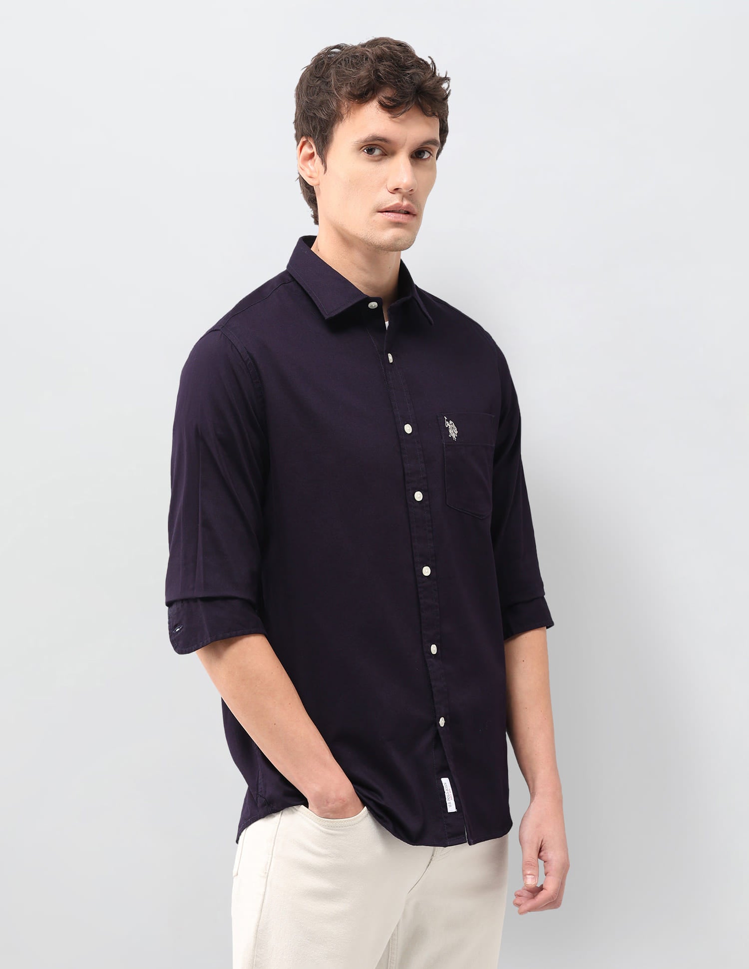 Solid Tailored Fit Shirt Purple - U.S. Polo Assn. India | Large