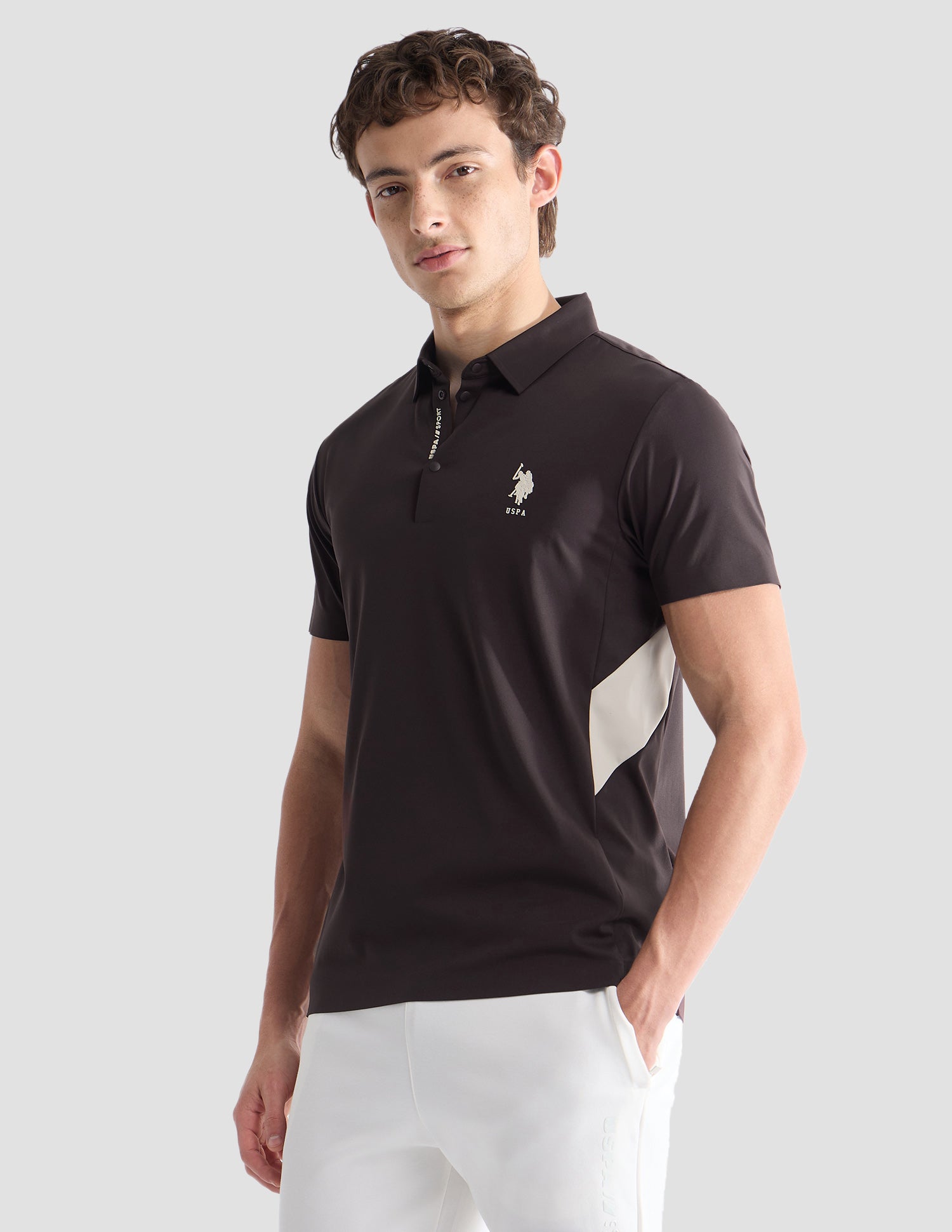 Solid Slim Fit Active Polo Shirt Dark Brown - U.S. Polo Assn. India | Large
