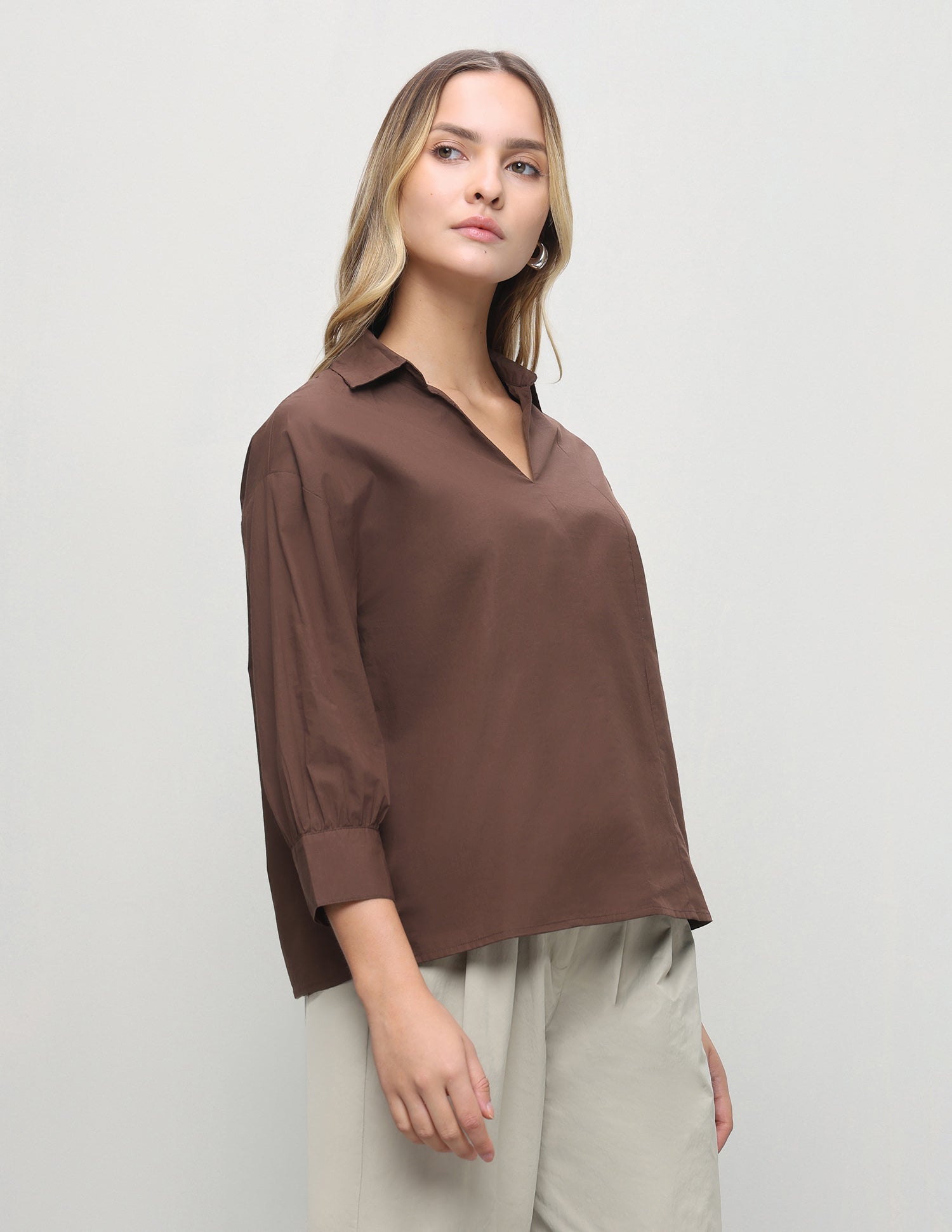 Solid Relaxed Fit Shirt Brown - U.S. Polo Assn. India | Large