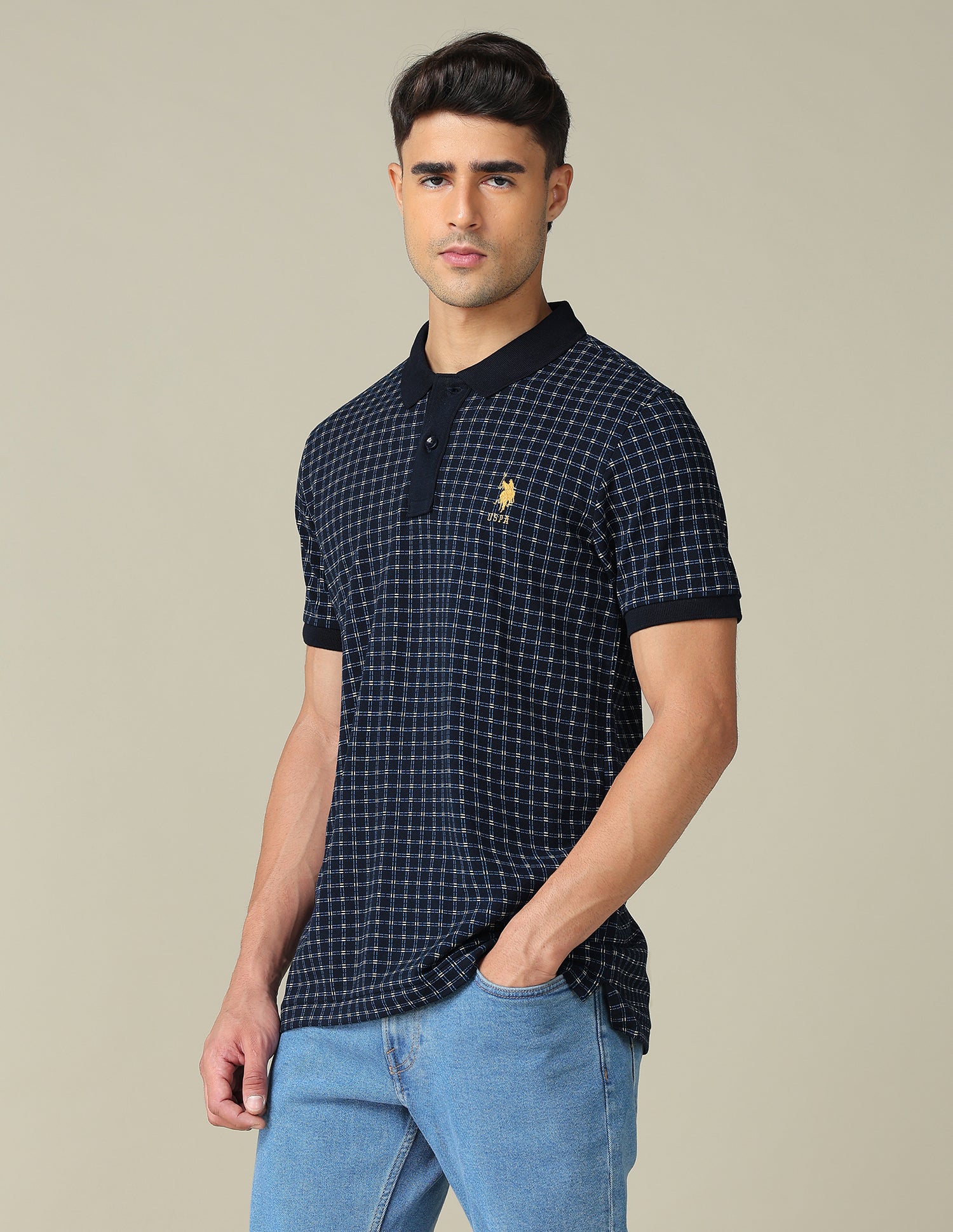 All-Over Printed Regular Fit Polo Shirt Navy - U.S. POLO ASSN. | Large