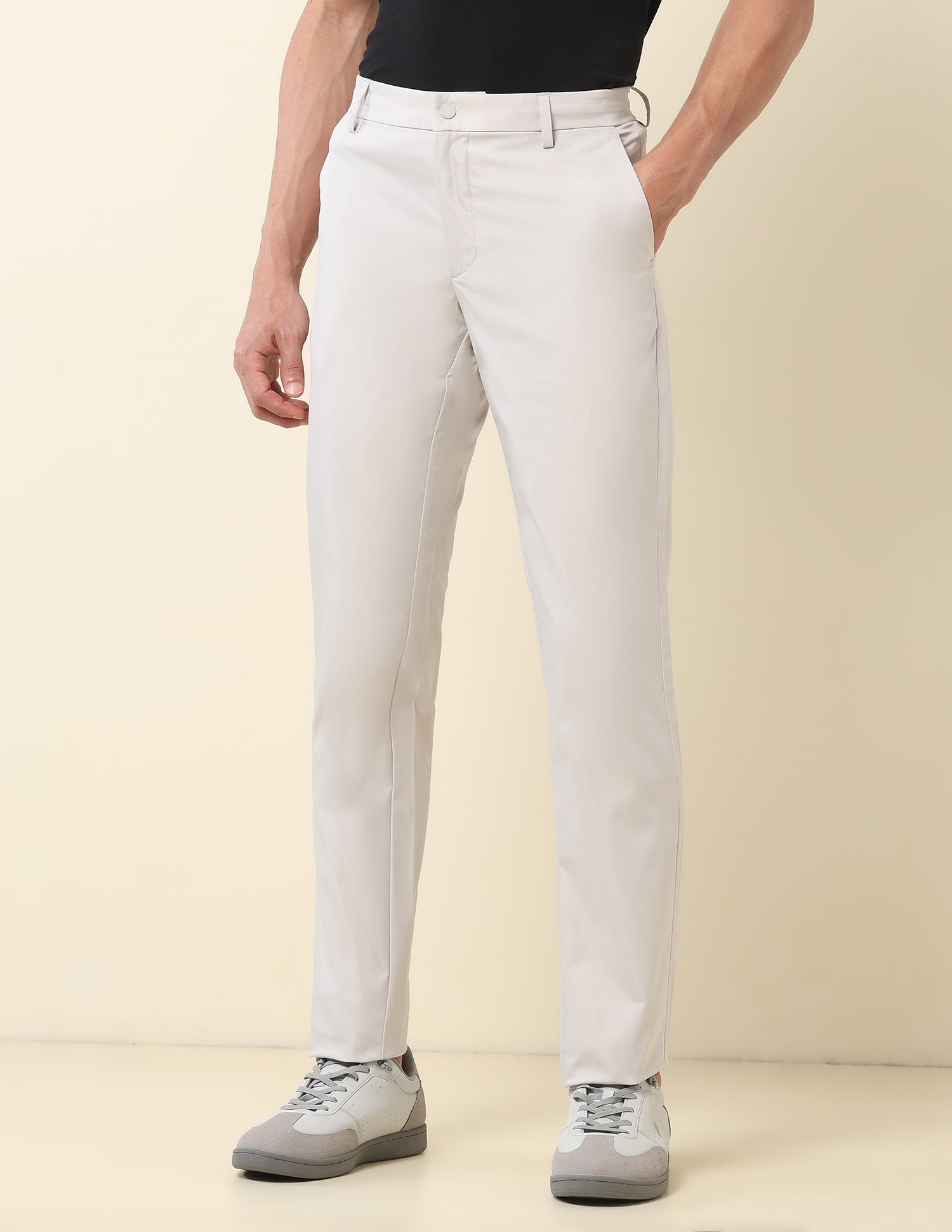 Austin Slim Fit Twill Trousers Light Grey - U.S. Polo Assn. India | Large