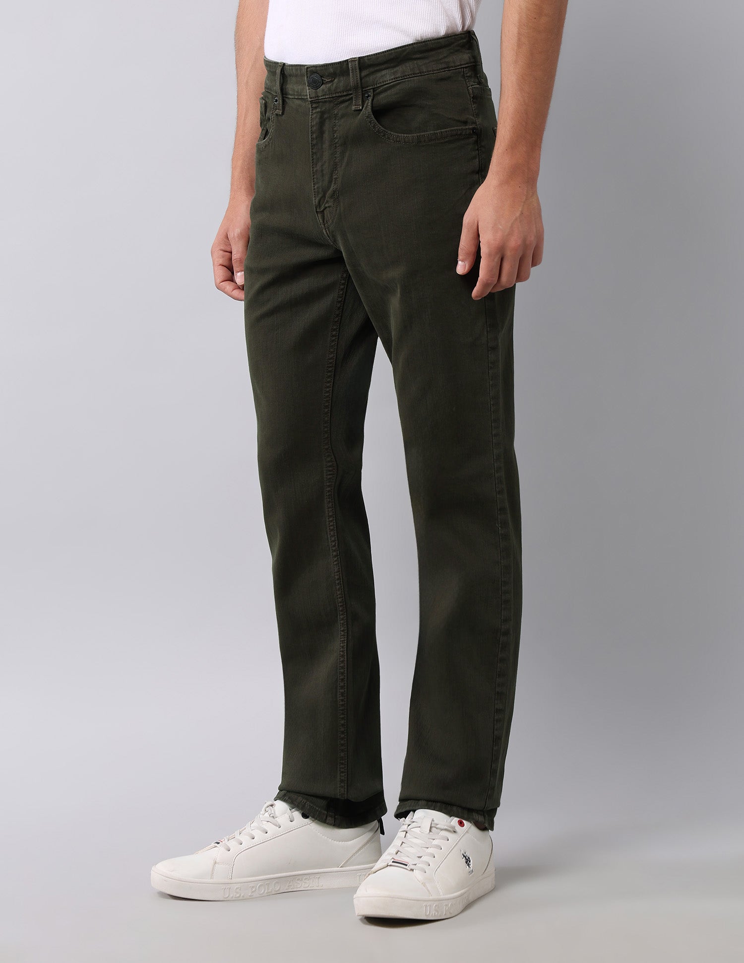 Harold Slim Straight Fit Green Jeans Olive - U.S. POLO ASSN. | Large