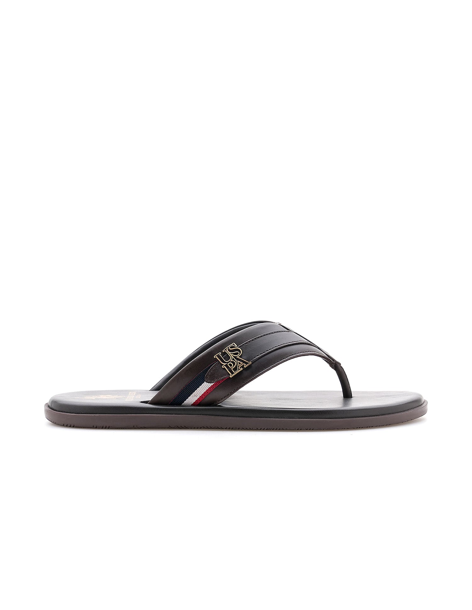 Men Broad Strap Hendrik Flip Flops Brown - U.S. Polo Assn. India | Large