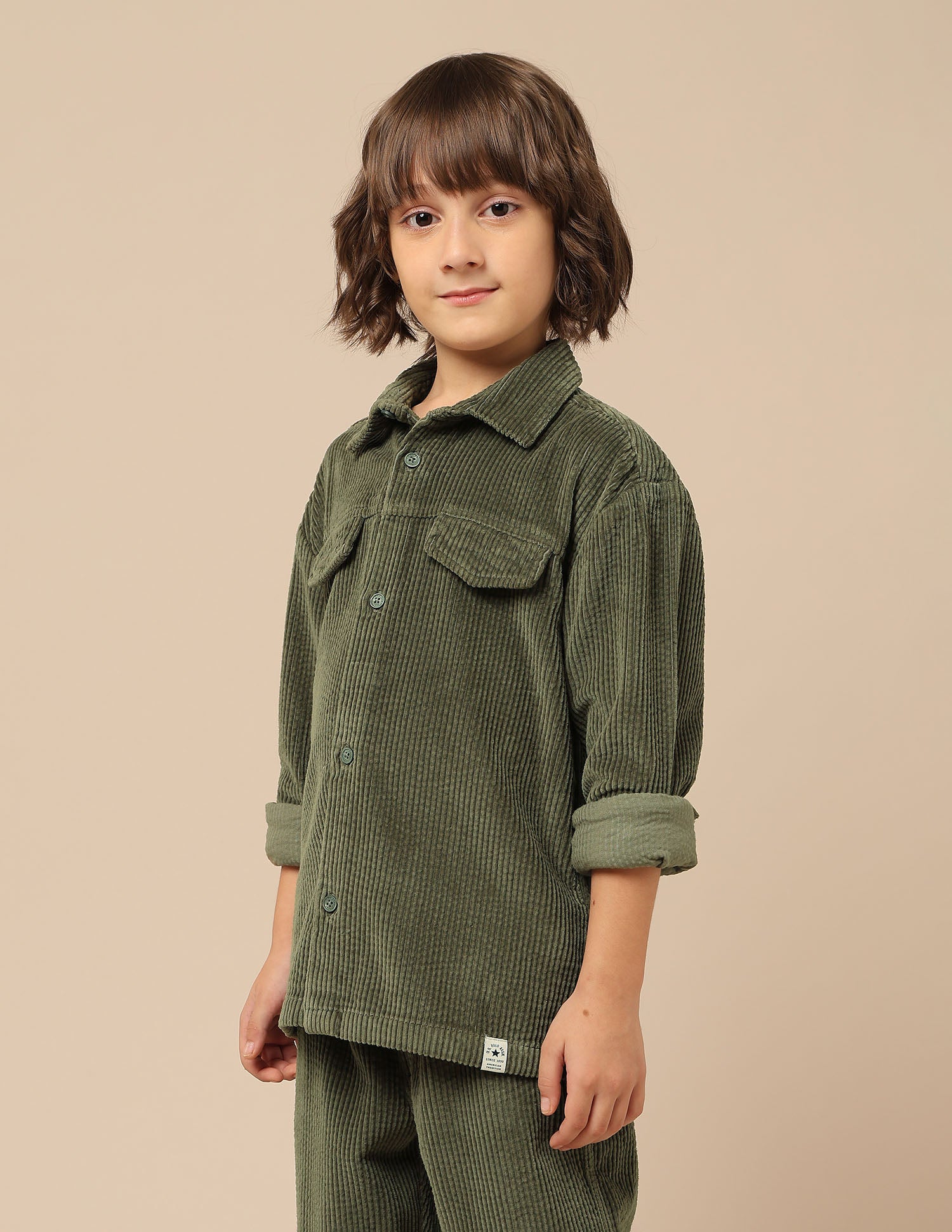 Boys Corduroy Regular Fit Shacket Olive - U.S. POLO ASSN. | Large