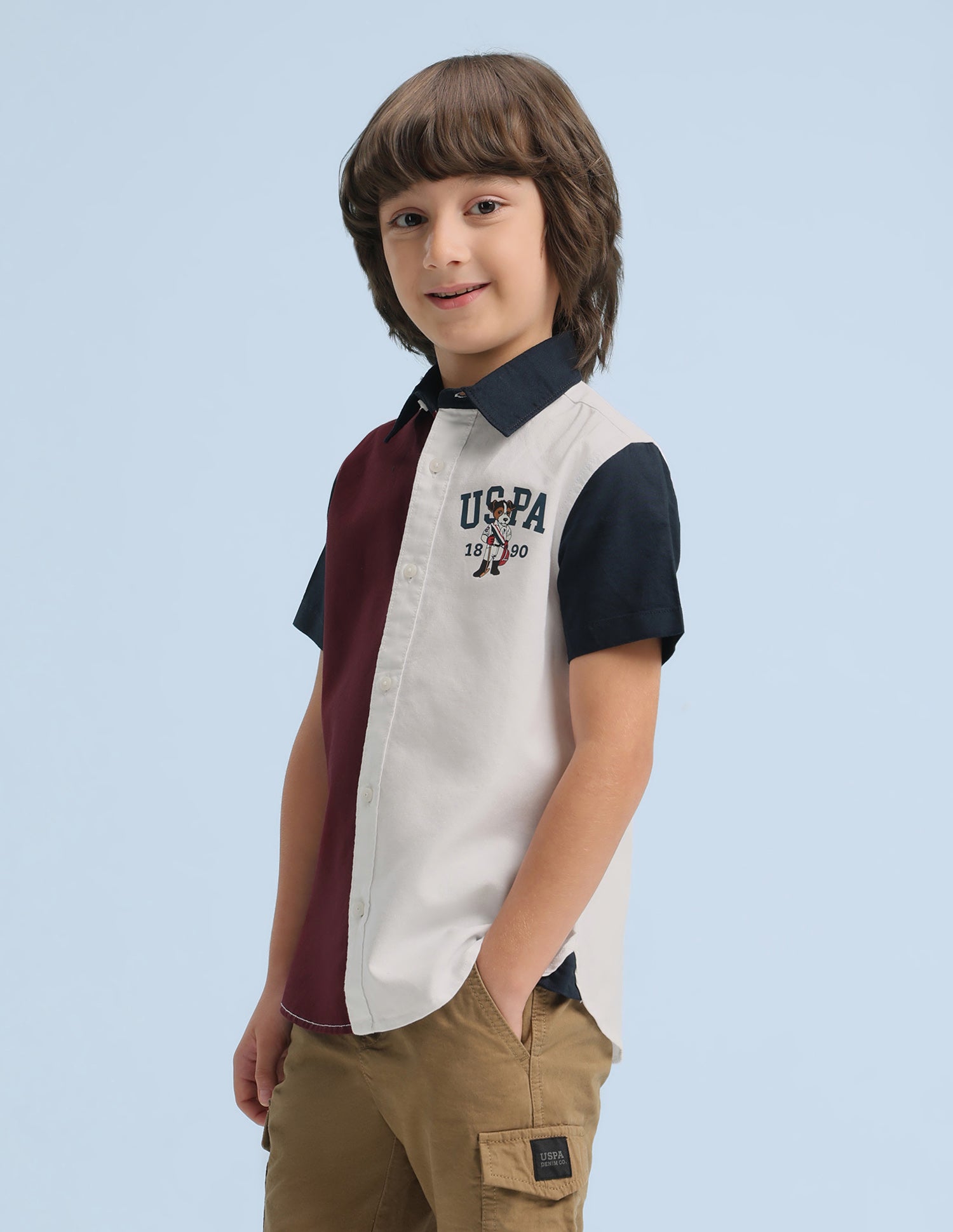 Colourblocked Oxford Shirt Maroon - U.S. Polo Assn. India | Large