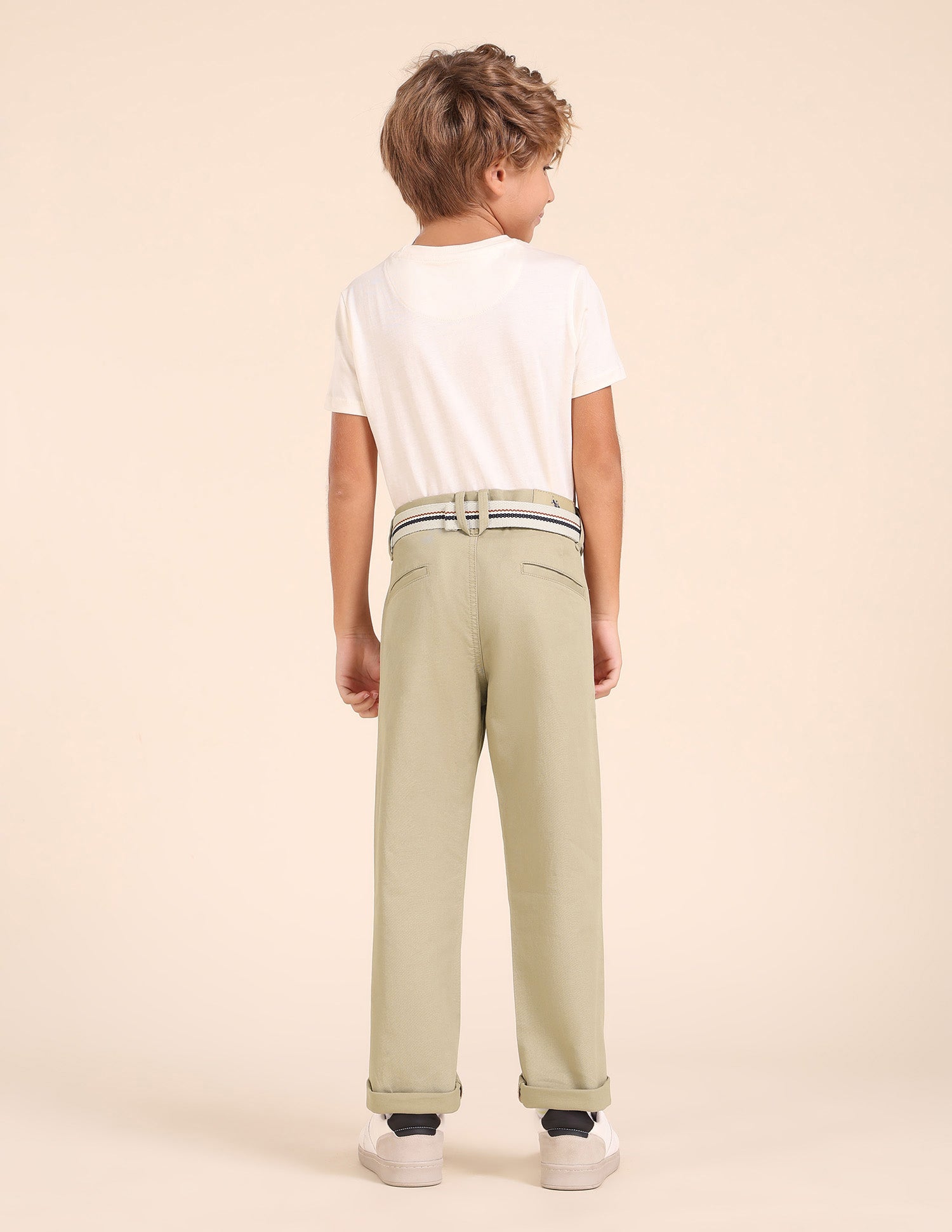 Boys Pure Cotton Slim Fit Trousers Khaki - U.S. POLO ASSN. | Large