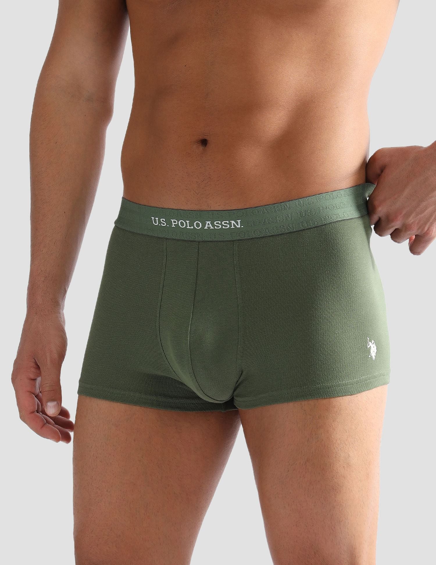 Anti Microbial Solid ET006 Trunks - Pack of 1 Olive - U.S. POLO ASSN. | Large