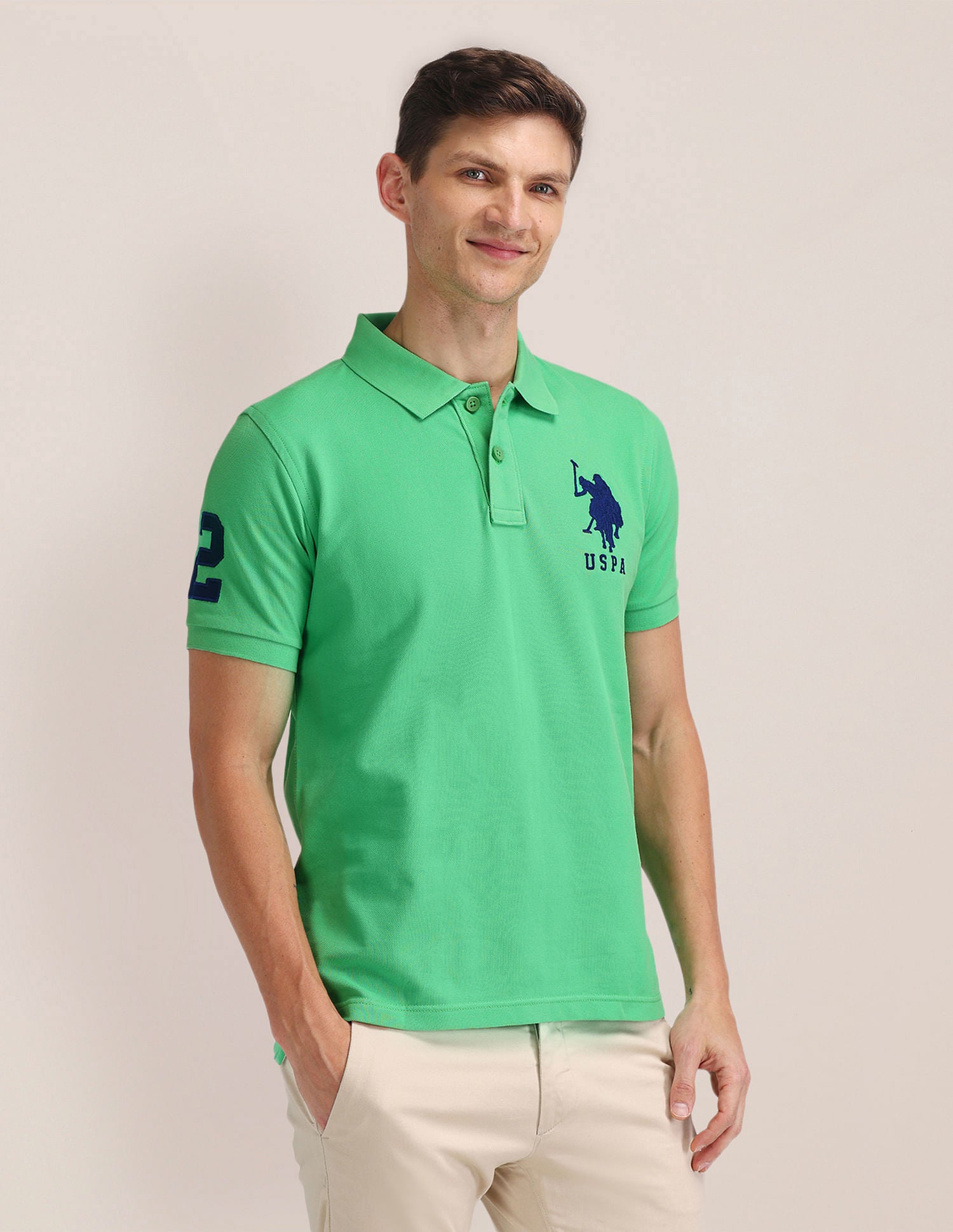 Slim Fit Solid Polo Shirt Green - U.S. POLO ASSN. | Large