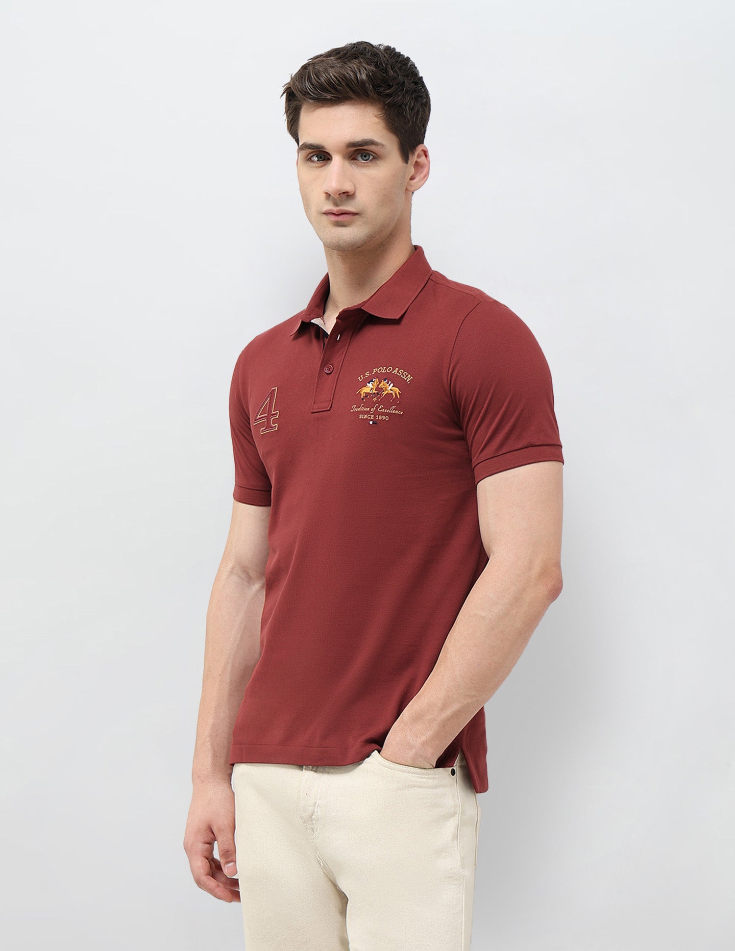 Numeric Brand Embroidered Regular Fit Polo Shirt Maroon - U.S. POLO ASSN. | Large