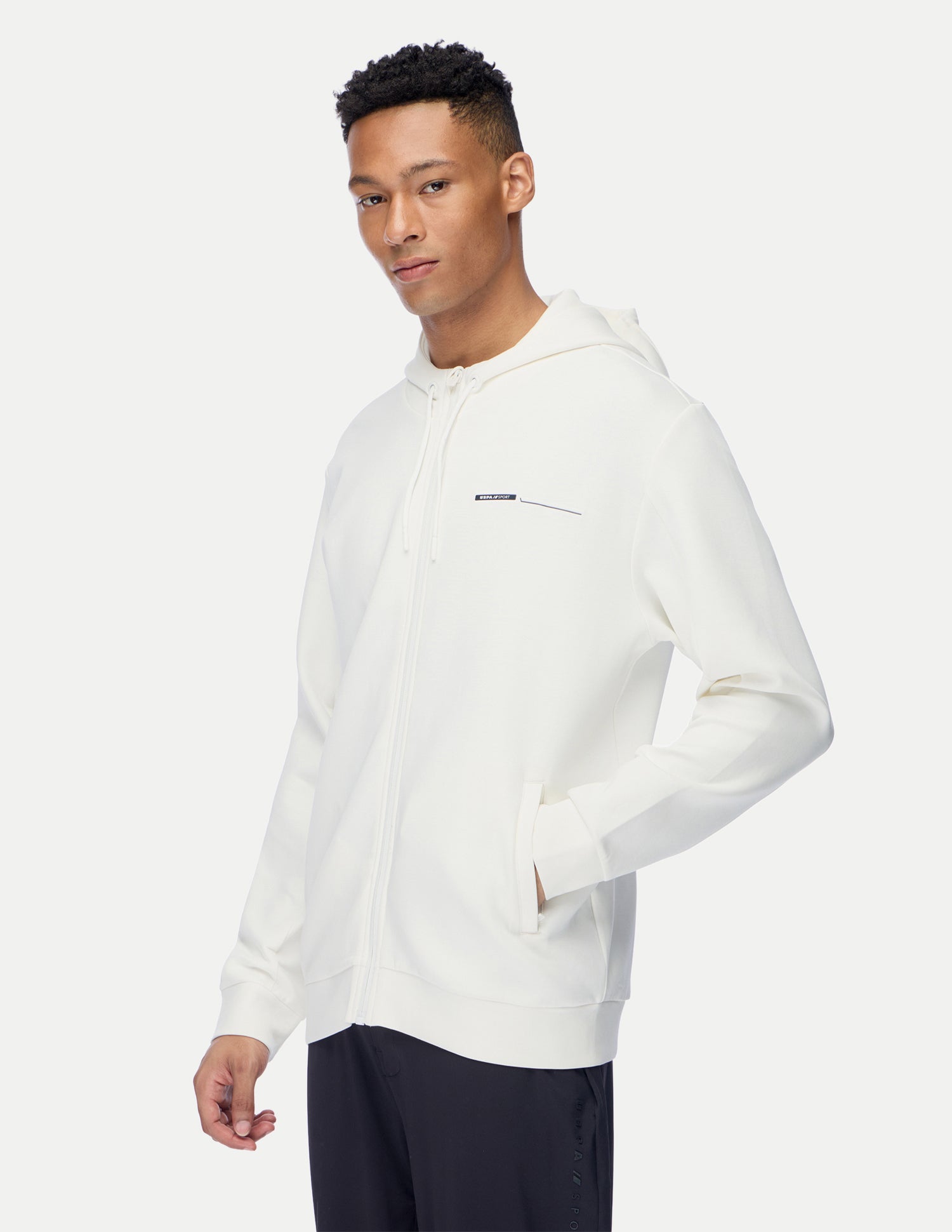 Solid Active Zipper Sweatshirt White - U.S. Polo Assn. India | Large