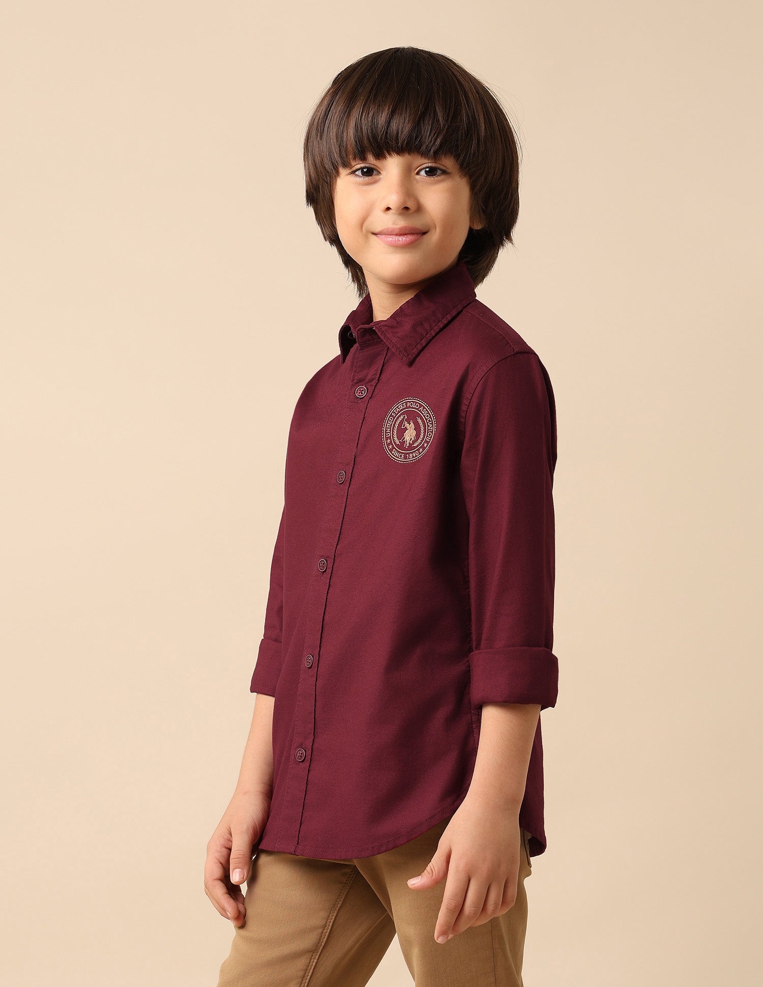 Boys Oxford Brand Embroidered Shirt Red - U.S. POLO ASSN. | Large