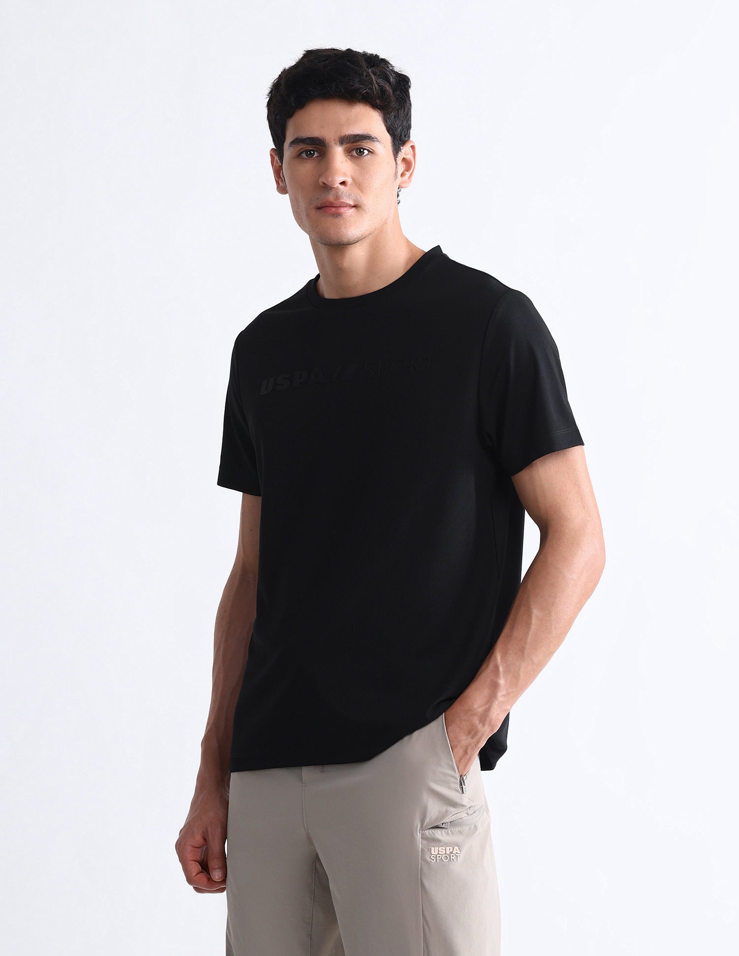 Brand Embossed Slim Fit T-Shirt Black - U.S. Polo Assn. India | Large