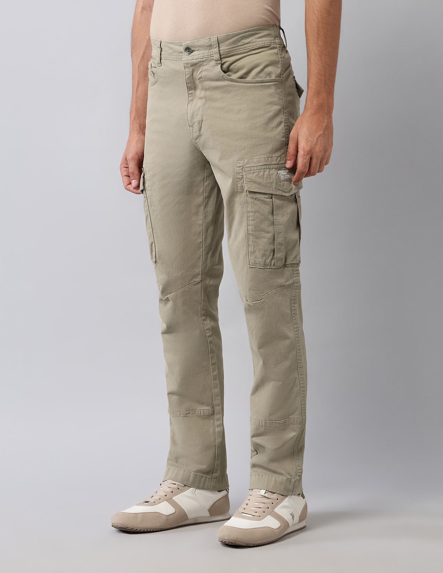 Mid Rise Straight Fit Cargos Beige - U.S. Polo Assn. India | Large