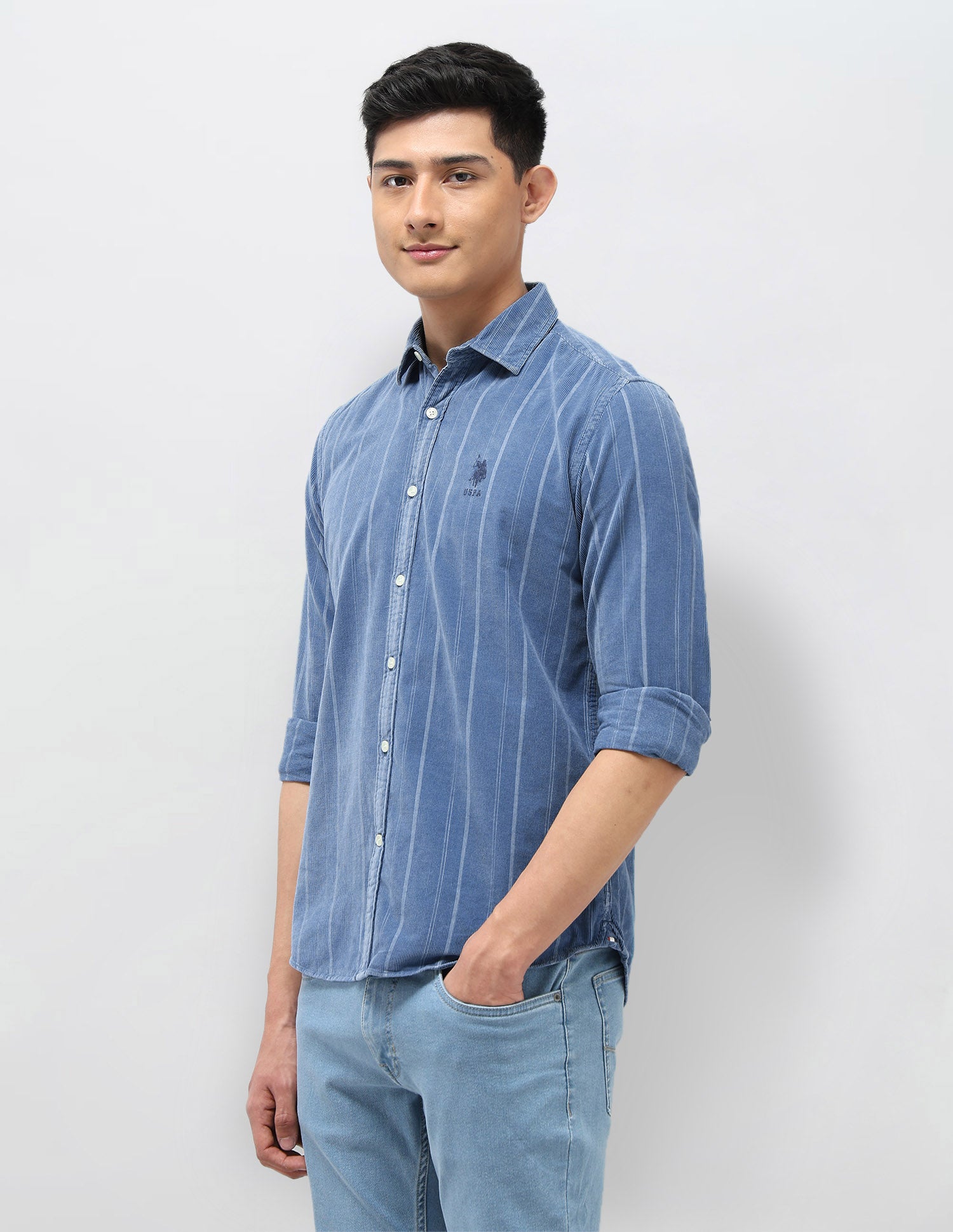 Pure Cotton Slim Fit Shirt Indigo - U.S. POLO ASSN. | Large