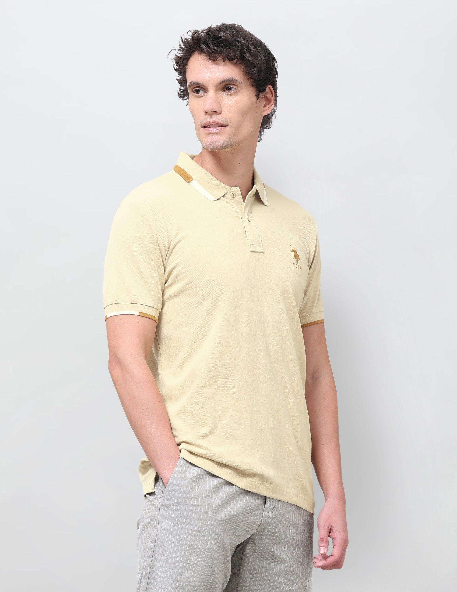Solid Regular Fit Polo Shirt Yellow - U.S. Polo Assn. India | Large