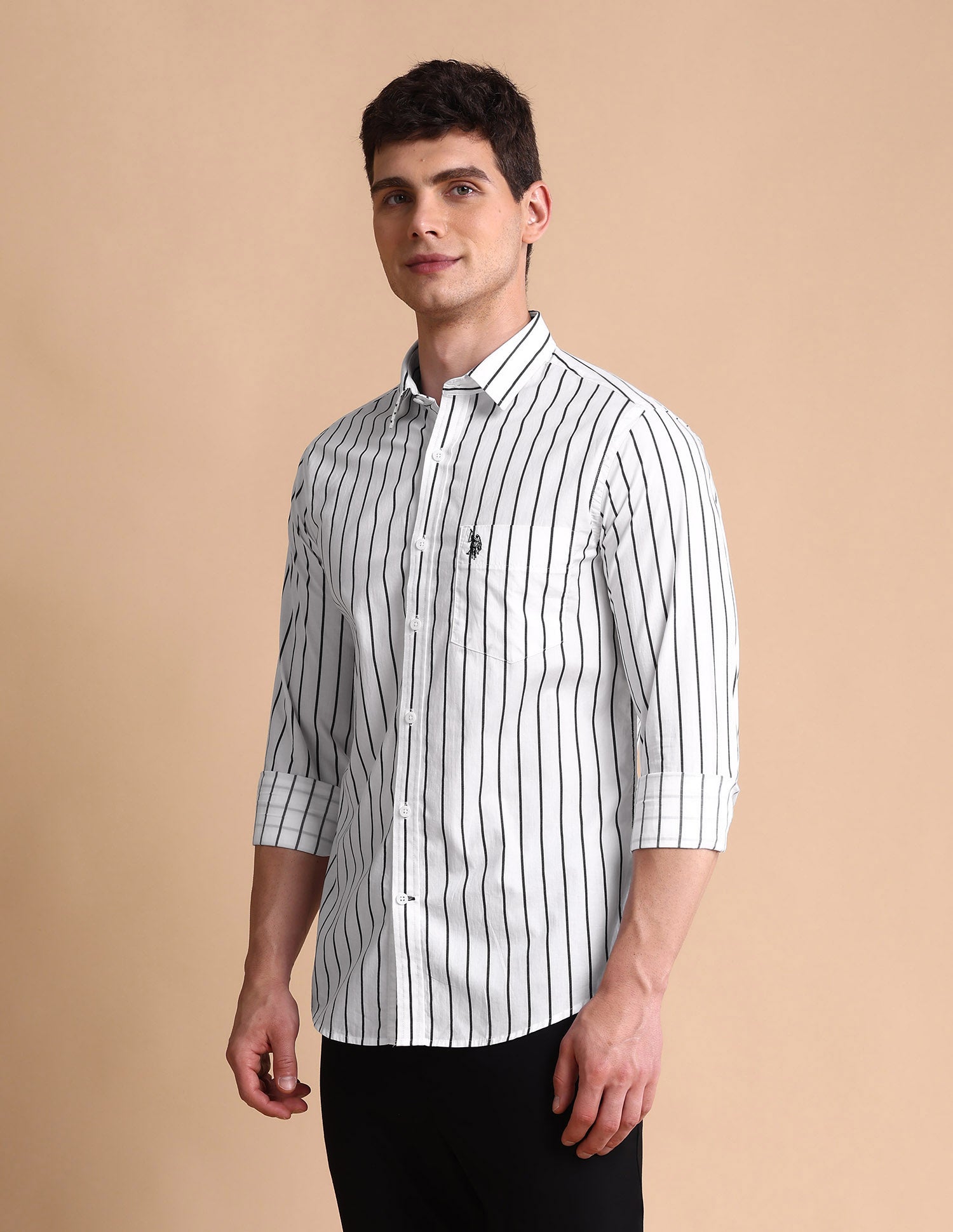 Vertical Striped Tailored Fit Shirt White - U.S. POLO ASSN. | Large