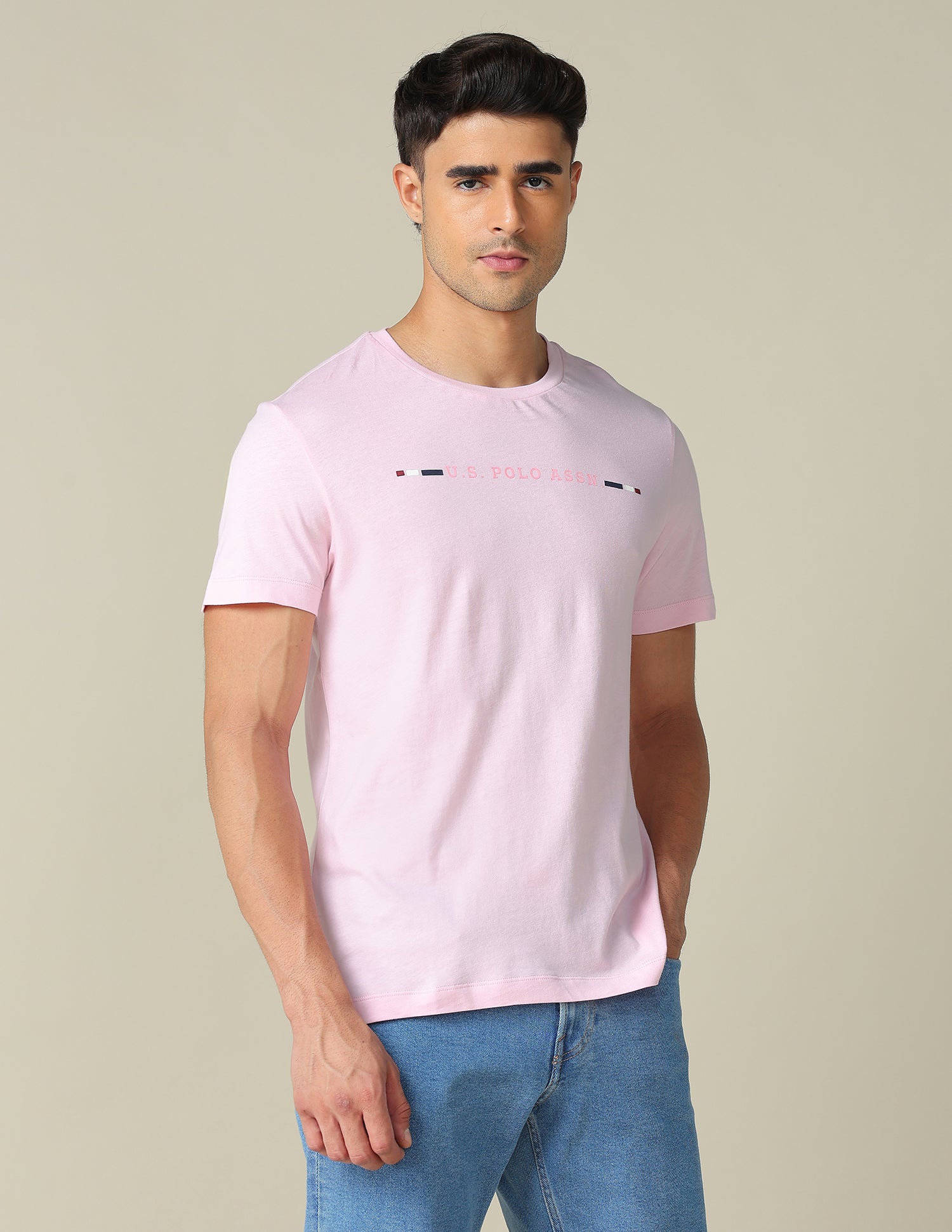 Pure Cotton Regular Fit T Shirt Pink - U.S. POLO ASSN. | Large