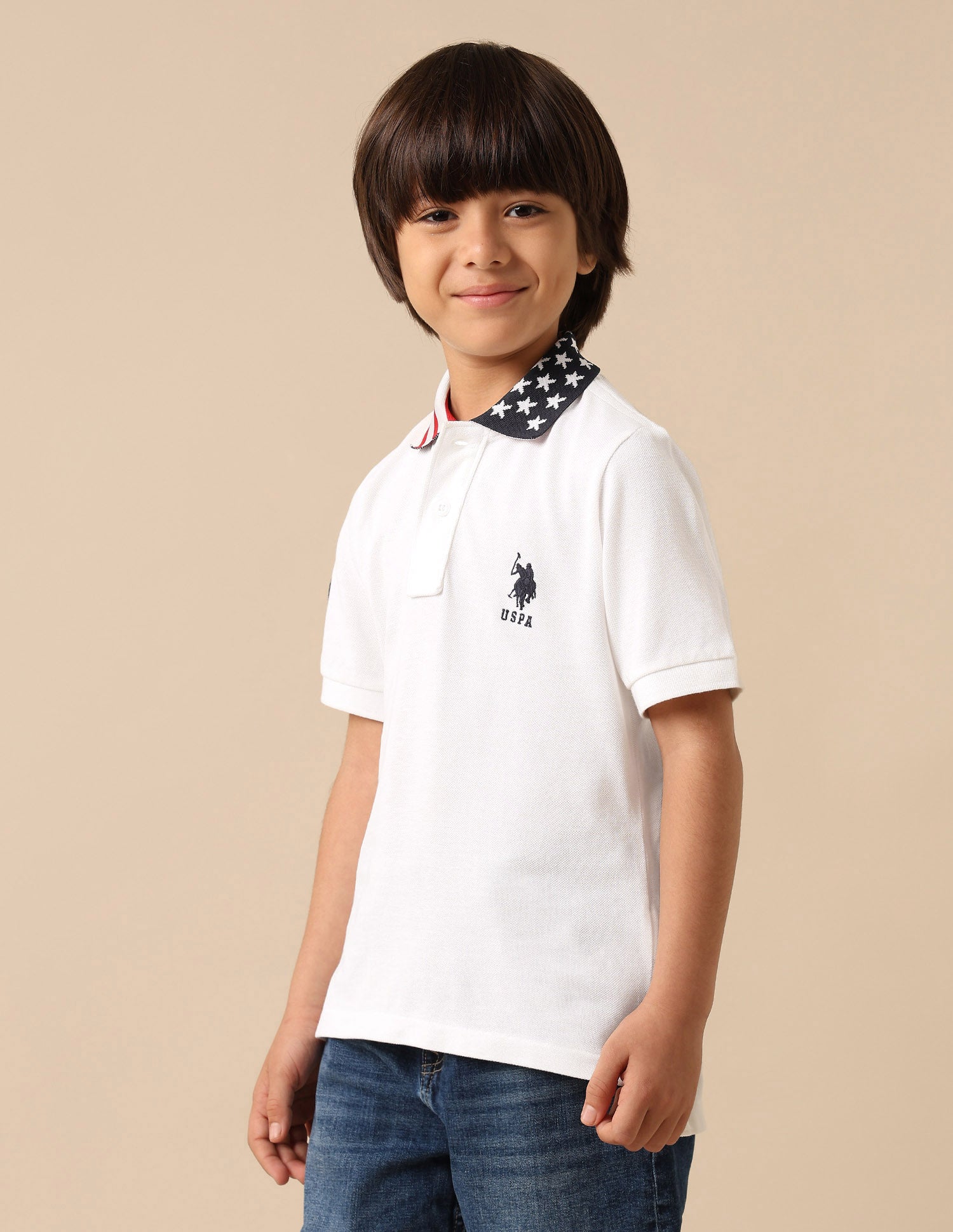 Boys Solid Pure Cotton Polo Shirt White - U.S. POLO ASSN. | Large