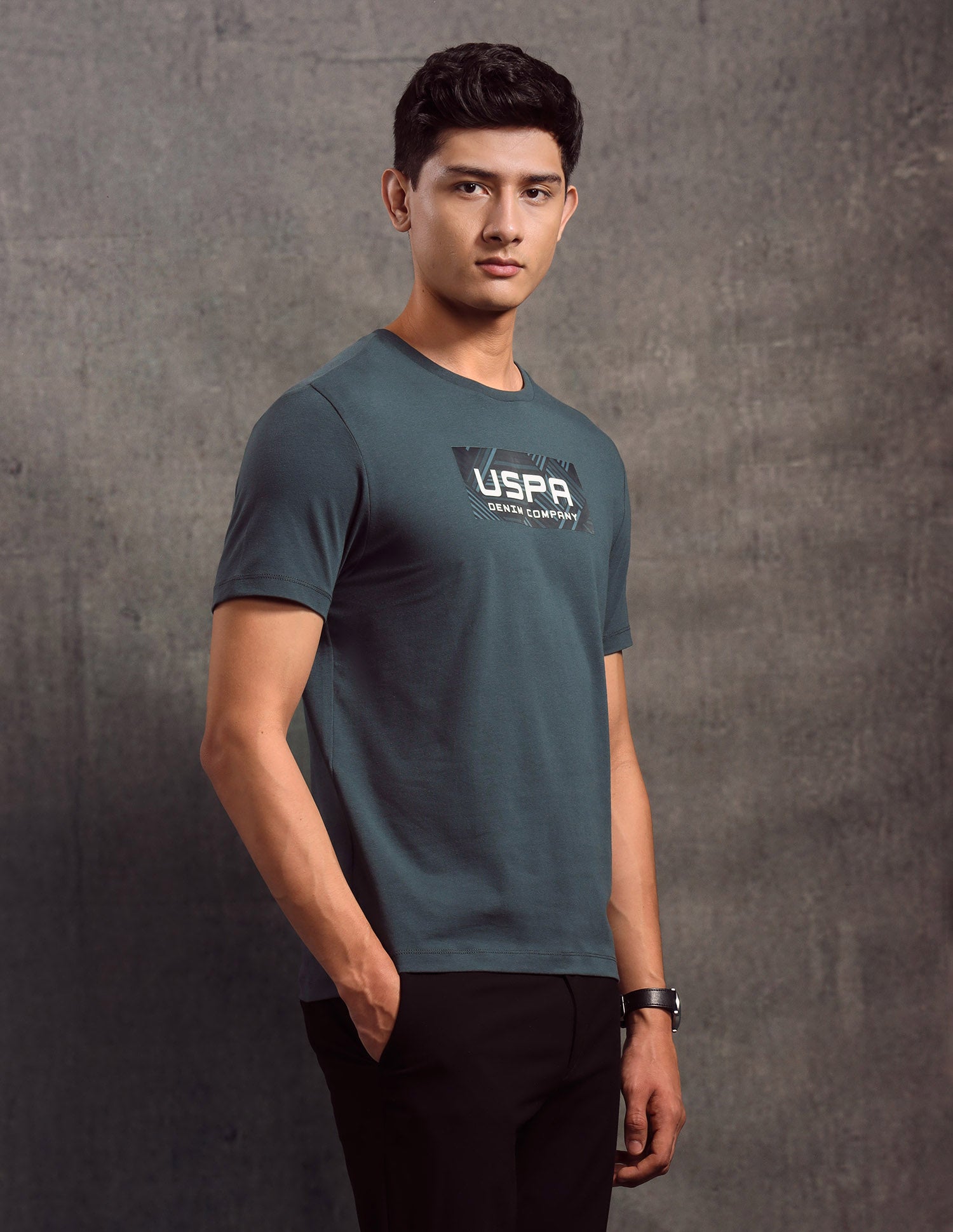 Brand Printed Regular Fit T-shirt Teal - U.S. POLO ASSN. | Large