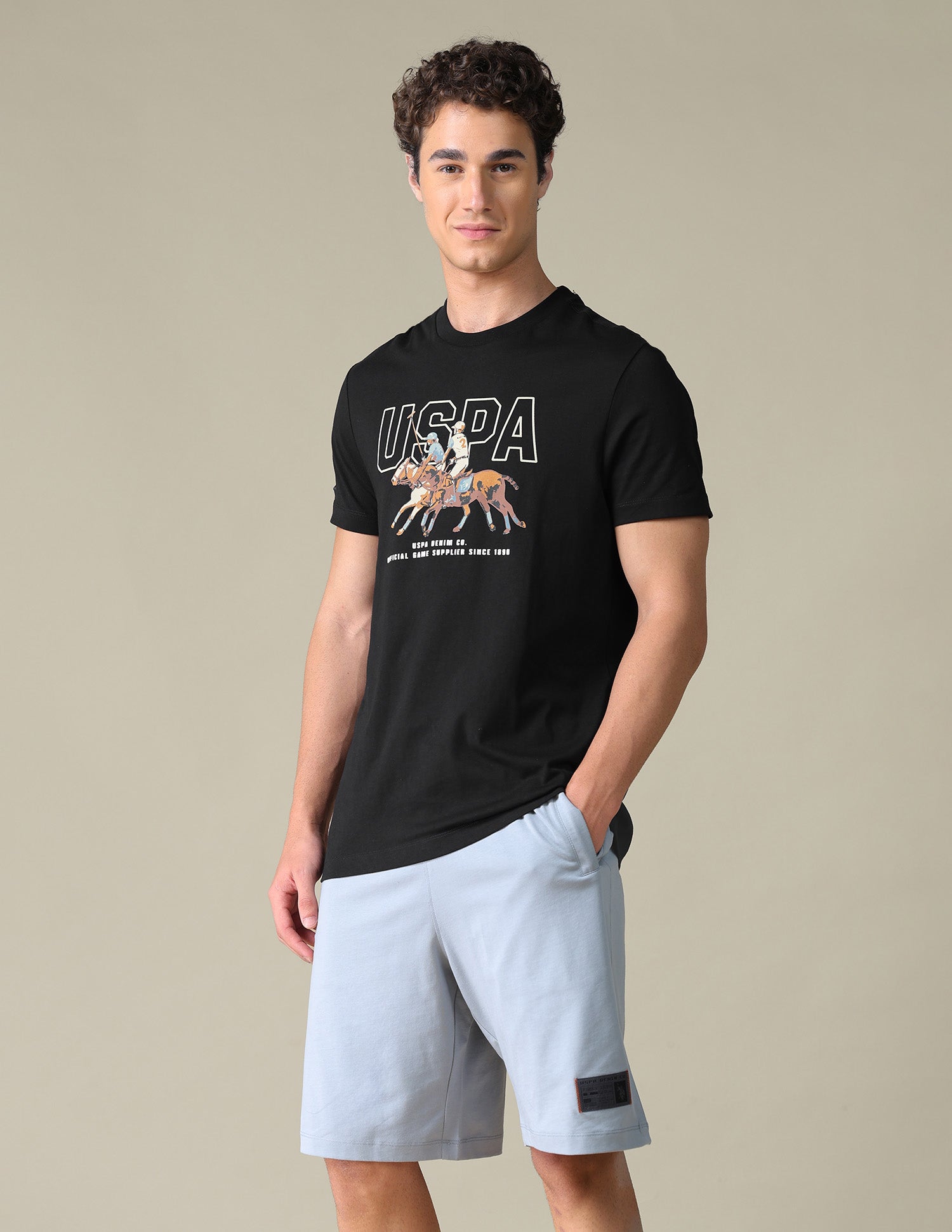 Graphic Printed Slim Fit T-Shirt Black - U.S. Polo Assn. India | Large