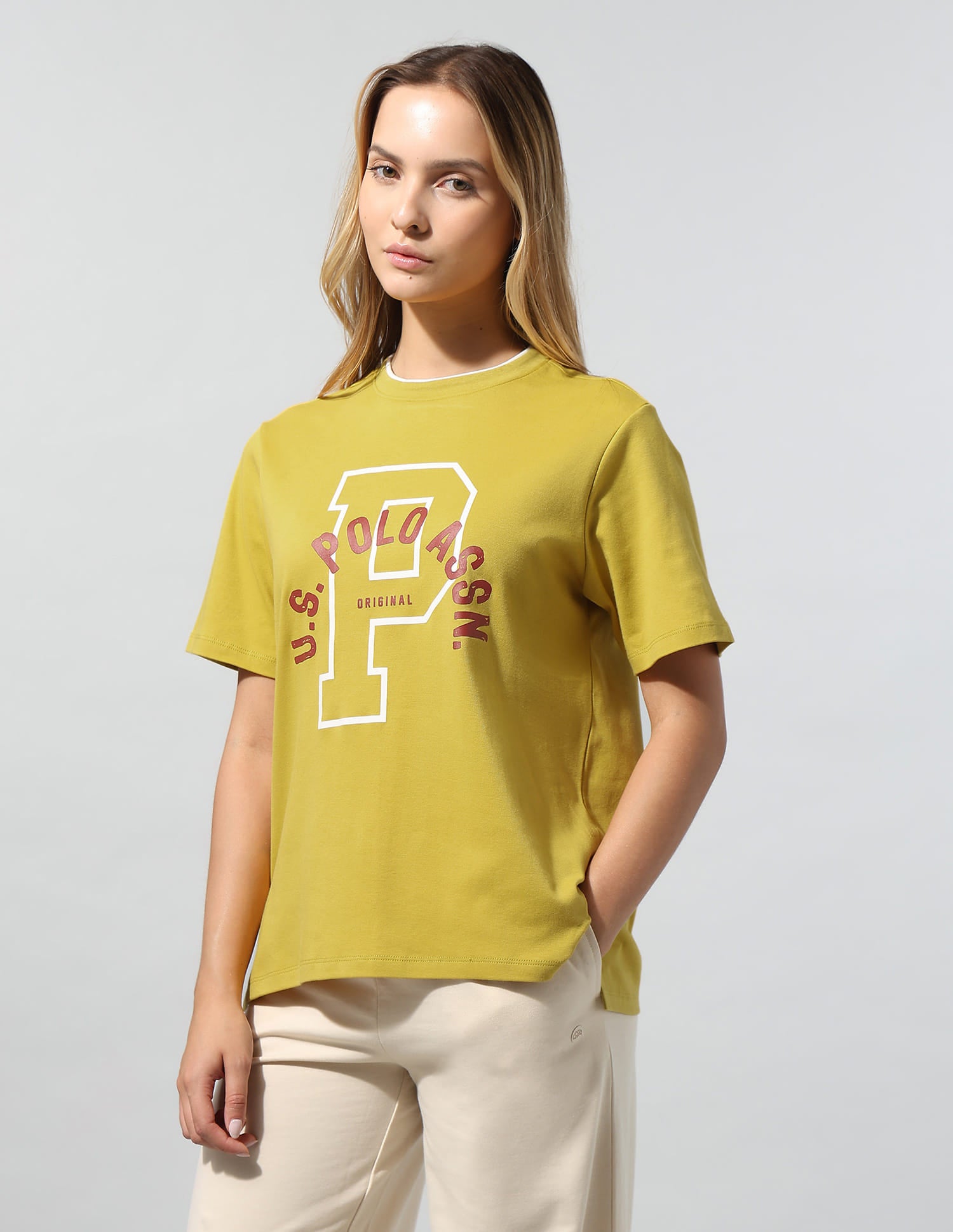 Shrunken Regular Fit T-Shirt Yellow - U.S. Polo Assn. India | Large