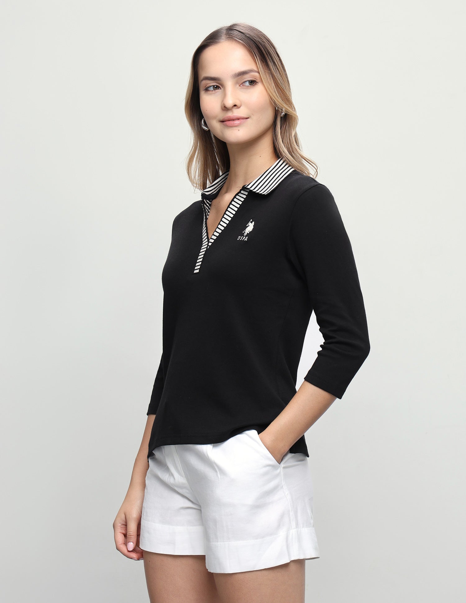 Solid Regular Fit Polo Shirt Black - U.S. Polo Assn. India | Large