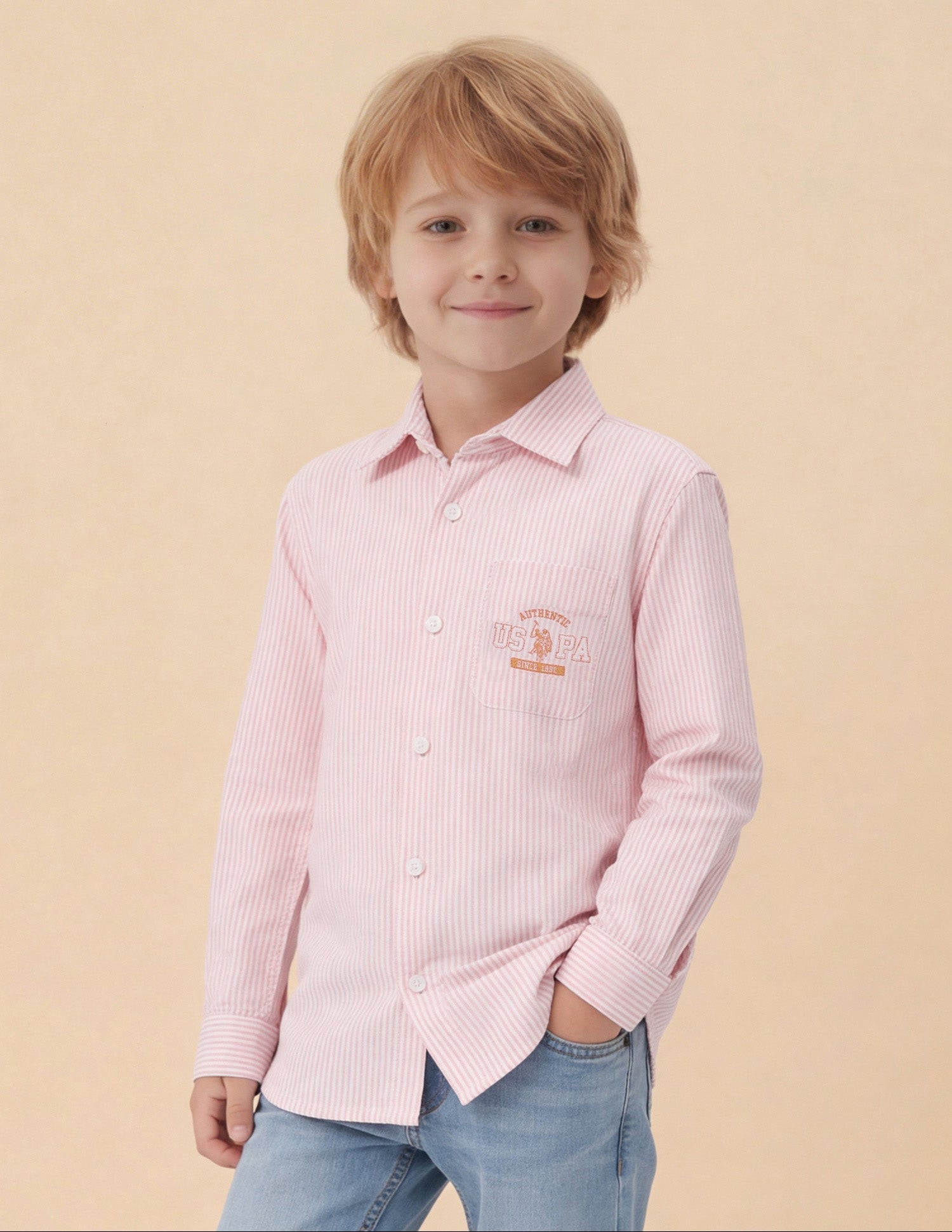 Vertical Striped Oxford Shirt Pink - U.S. Polo Assn. India | Large