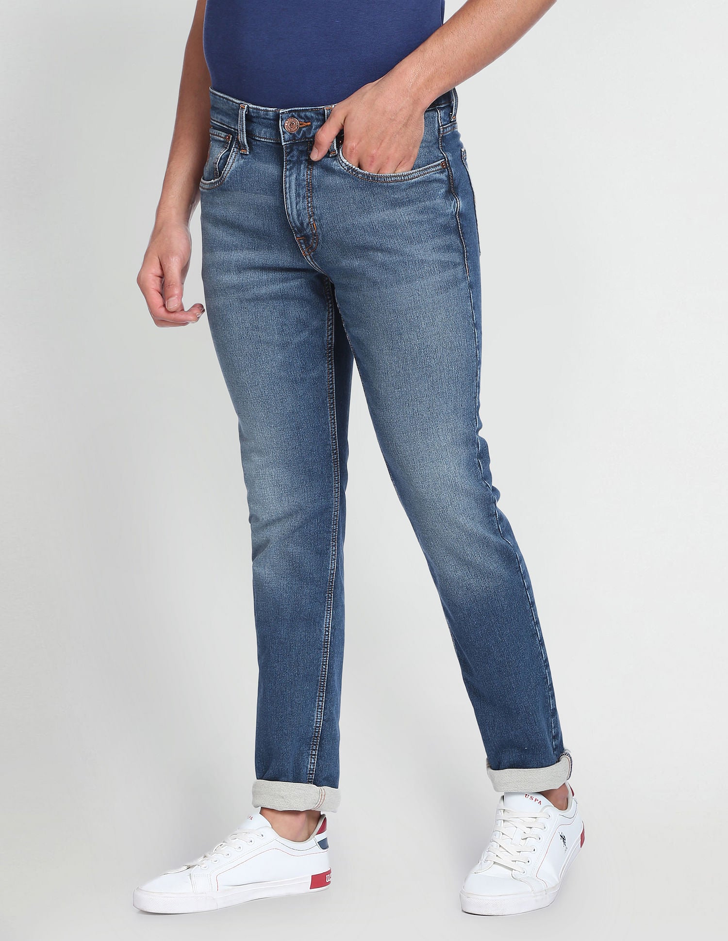 Brandon Slim Tapered Super Soft Jeans Blue - U.S. Polo Assn. India | Large
