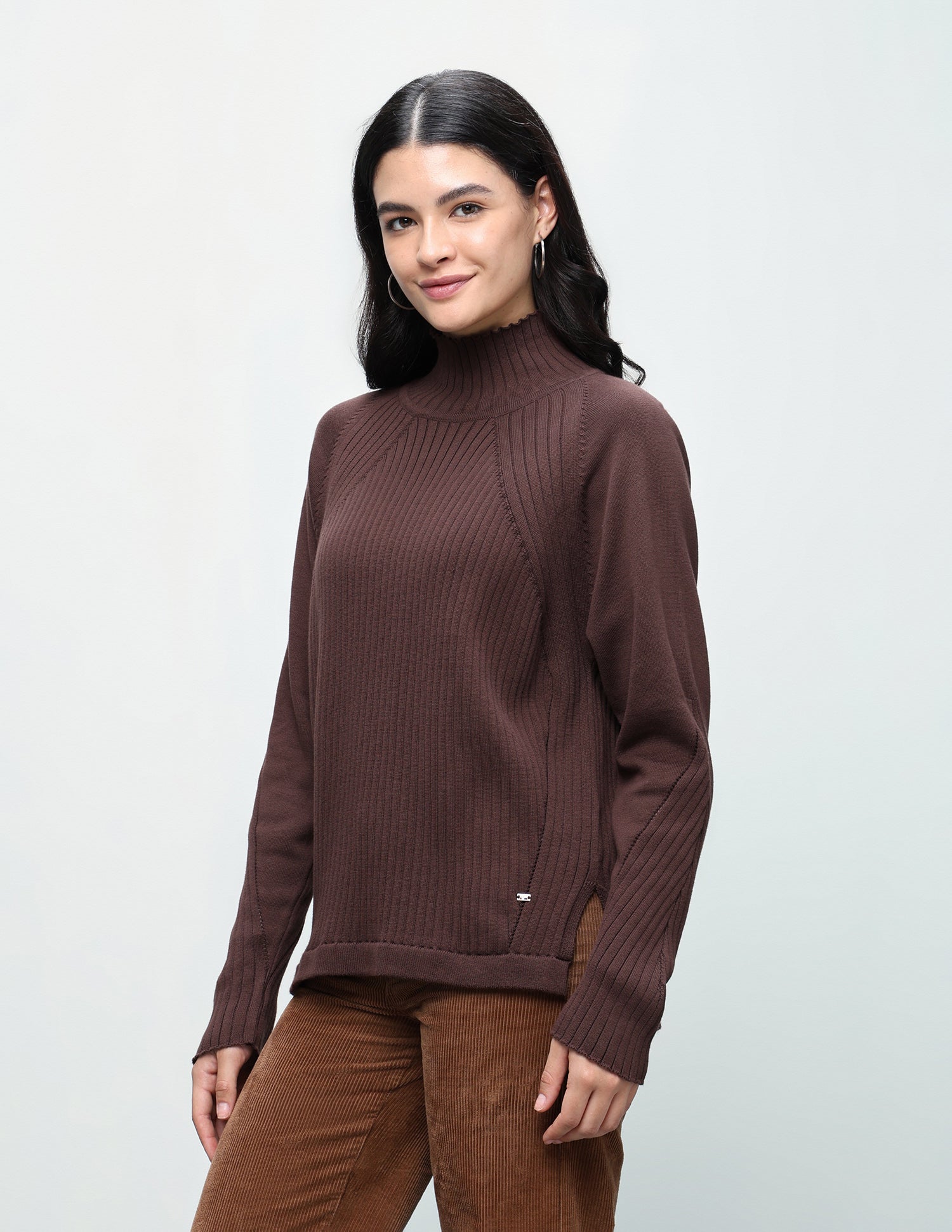 Patterned Knit Regular Fit Sweater Dark Brown - U.S. Polo Assn. India | Large