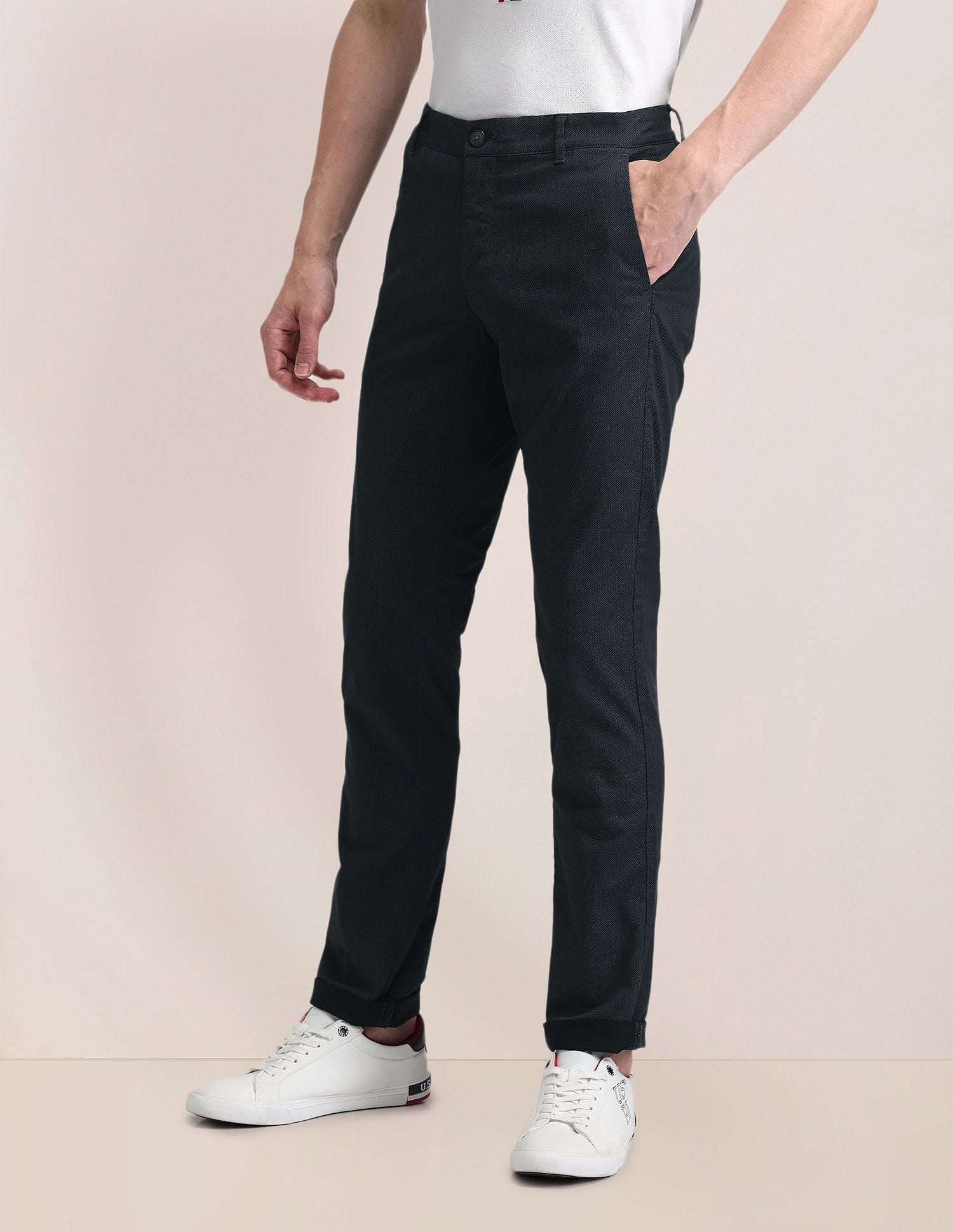 Mid Rise Slim Fit Trousers Grey - U.S. POLO ASSN. | Large