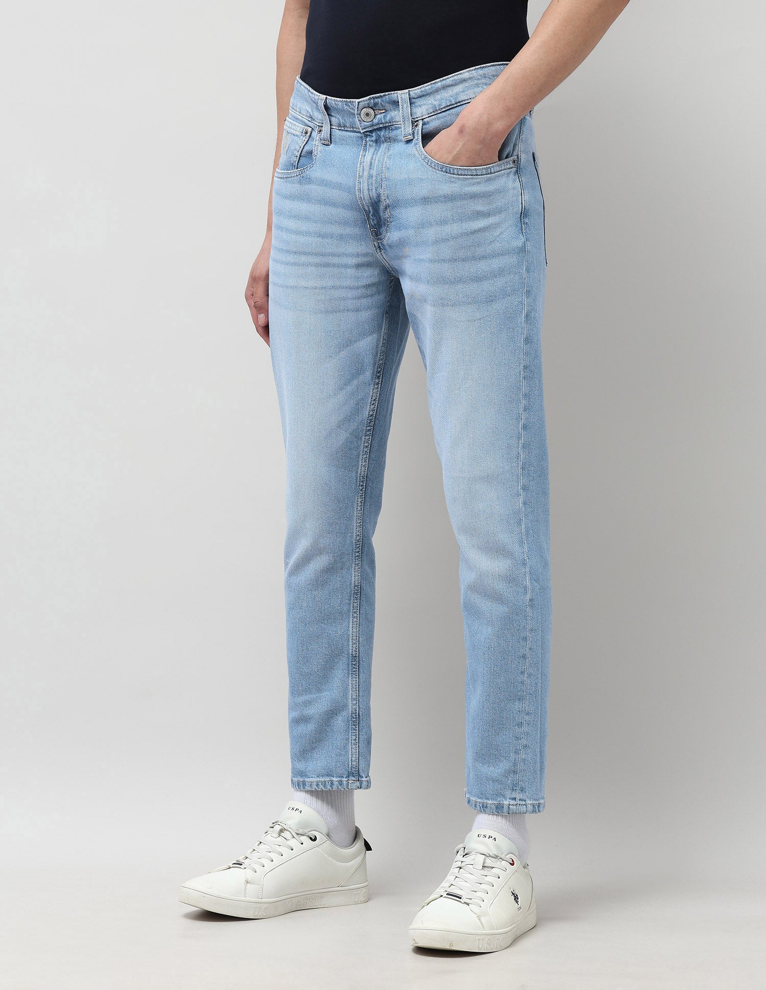 Cole Comfort Cropped Fit Blue Jeans Rags Wash - U.S. POLO ASSN. | Large