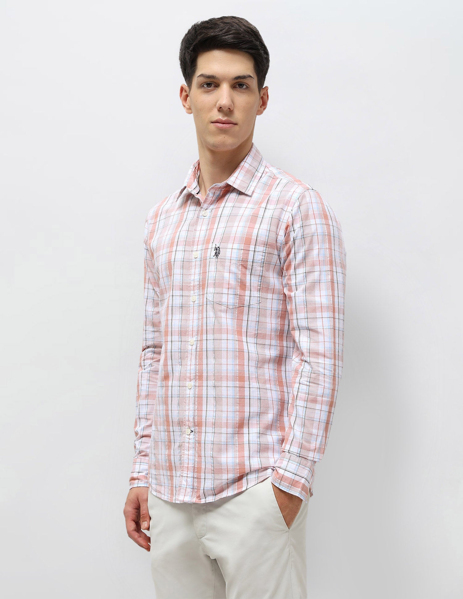 Tartan Checked Seersucker Shirt Rust - U.S. Polo Assn. India | Large