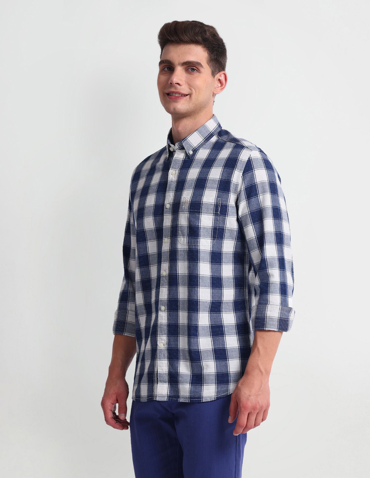 Buffalo Check Slim Fit Shirt Indigo - U.S. Polo Assn. India | Large