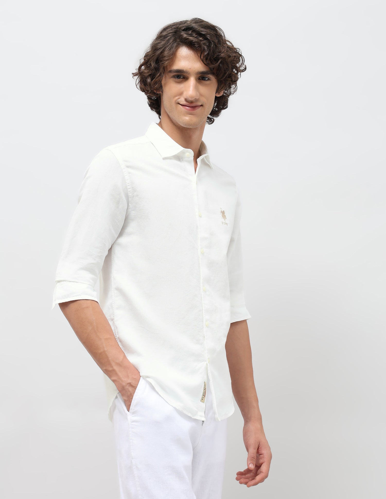 Solid Regular Fit Shirt White - U.S. POLO ASSN. | Large