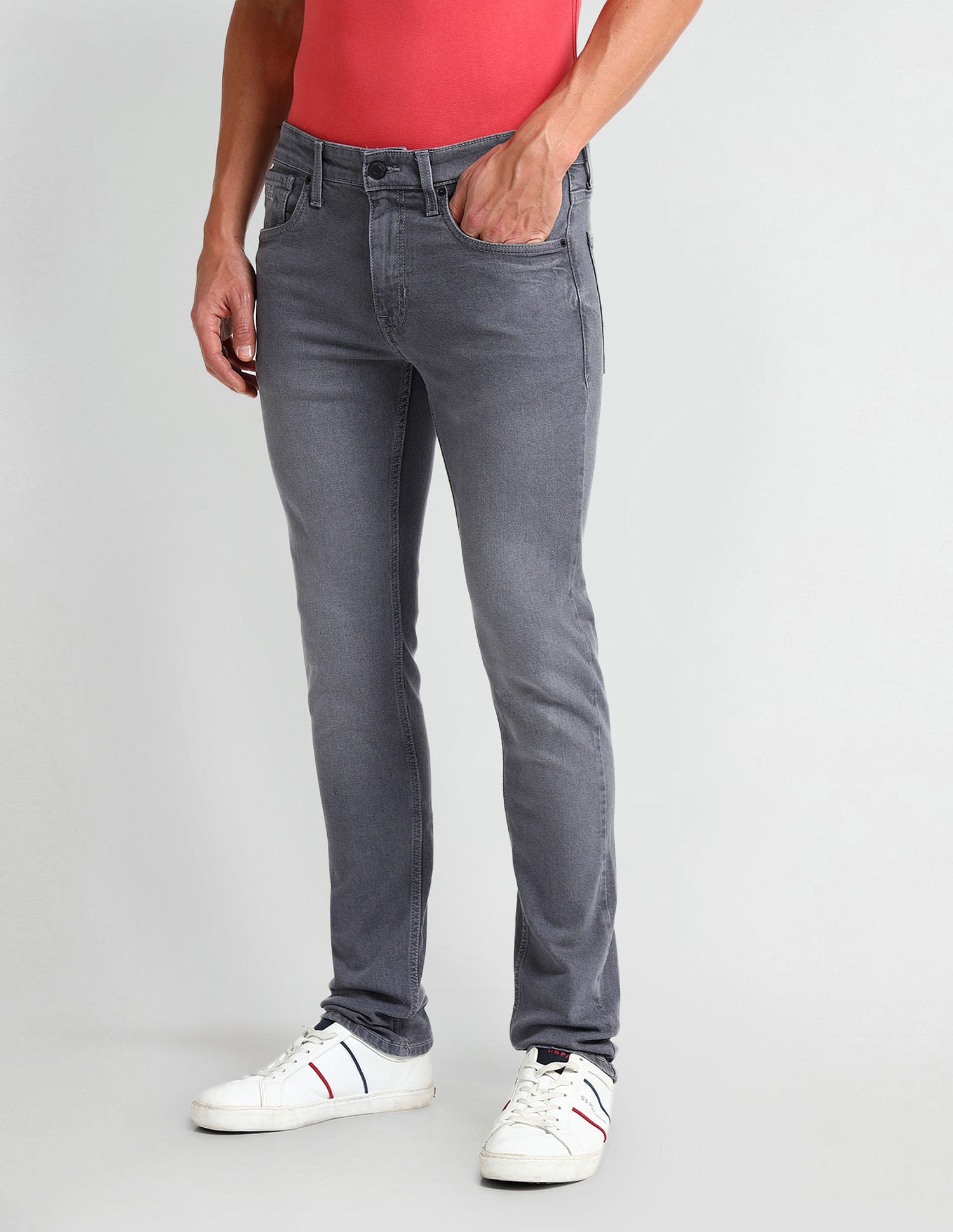 Regallo Skinny Fit Grey Jeans Grey - U.S. Polo Assn. India | Large