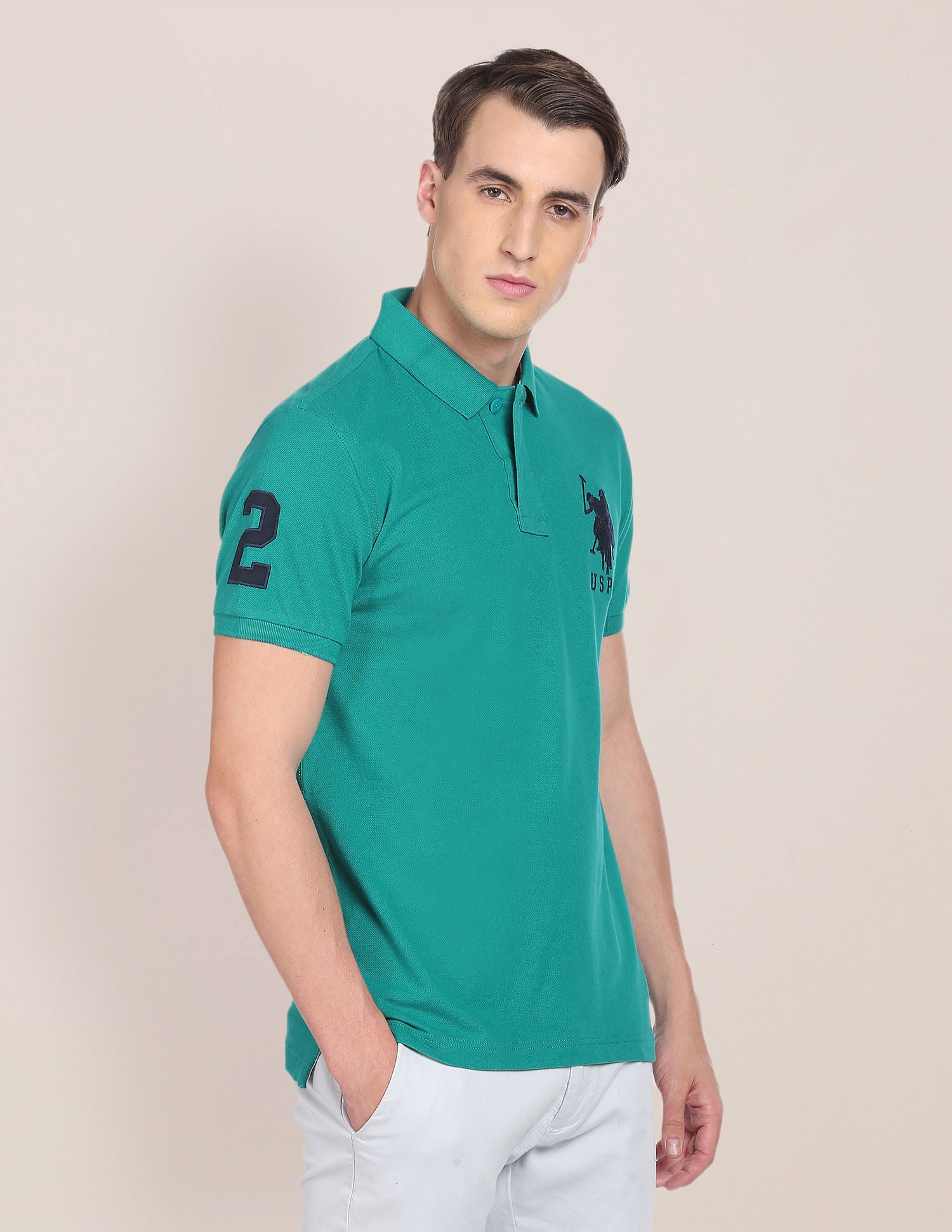Pique Knit Compact Cotton Polo Shirt Teal - U.S. Polo Assn. India | Large